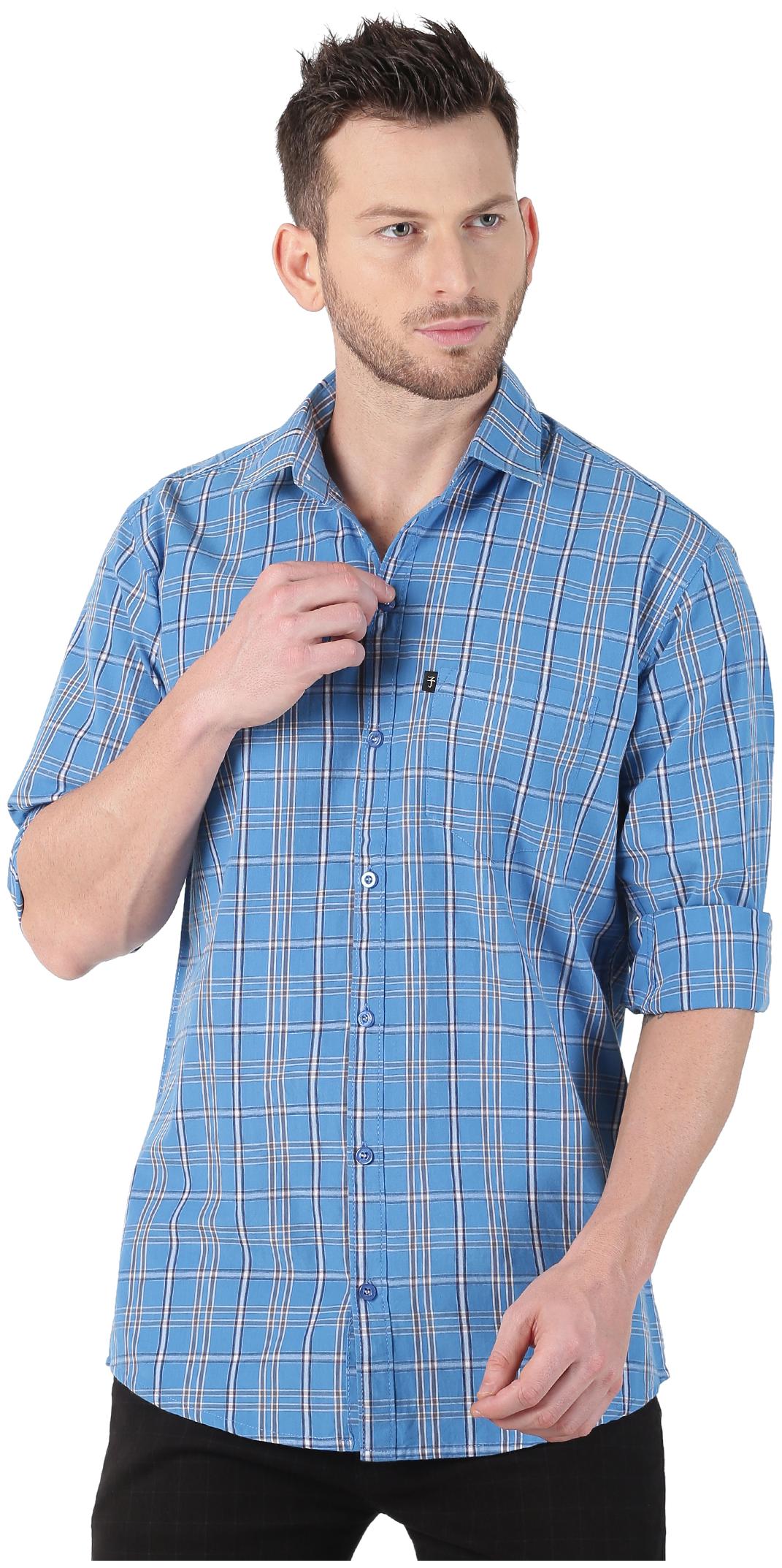

LEVIZO Men Blue Checked Regular Fit Casual Shirt