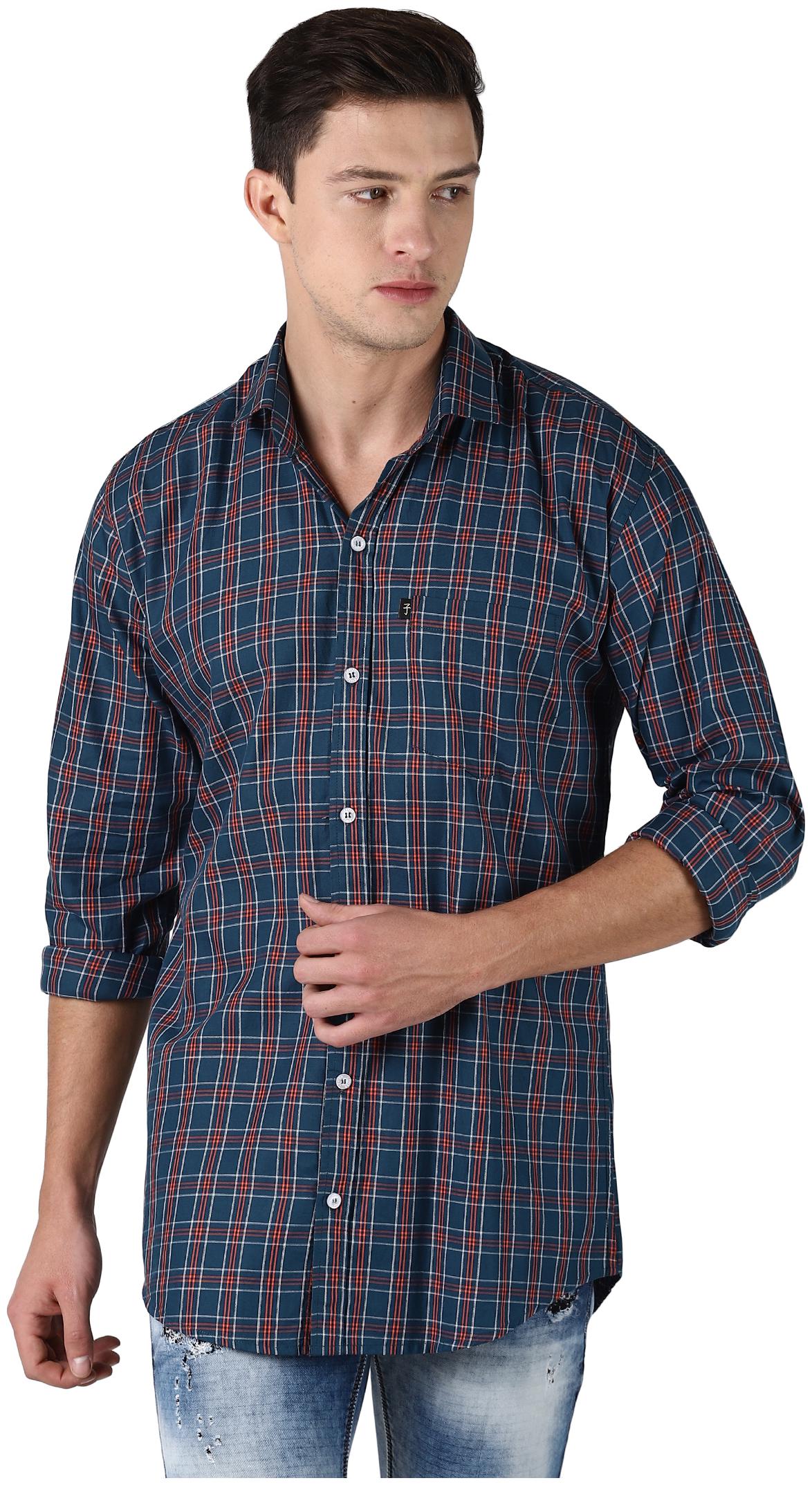 

LEVIZO Men Blue Checked Regular Fit Casual Shirt