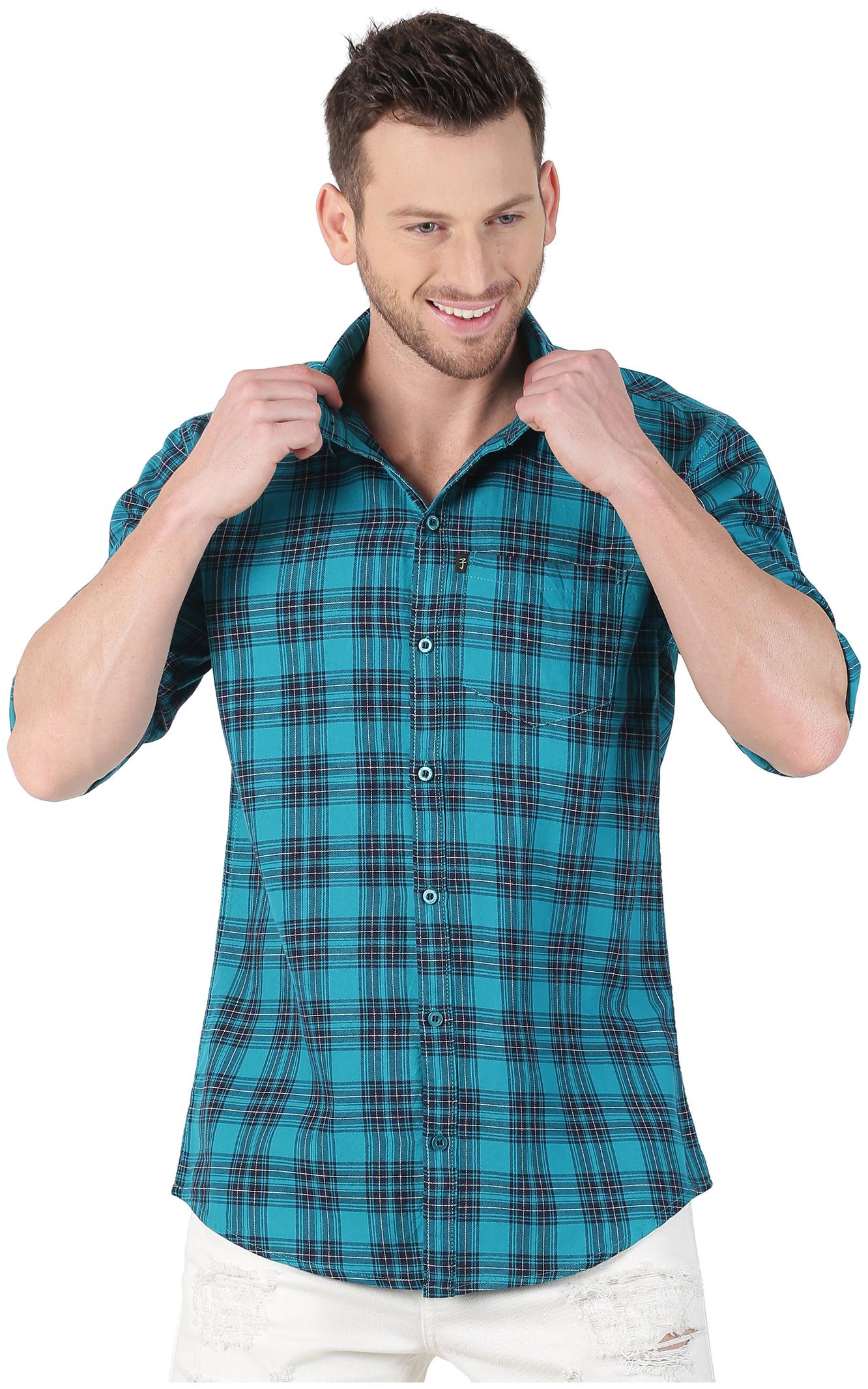

LEVIZO Men Blue Checked Regular Fit Casual Shirt