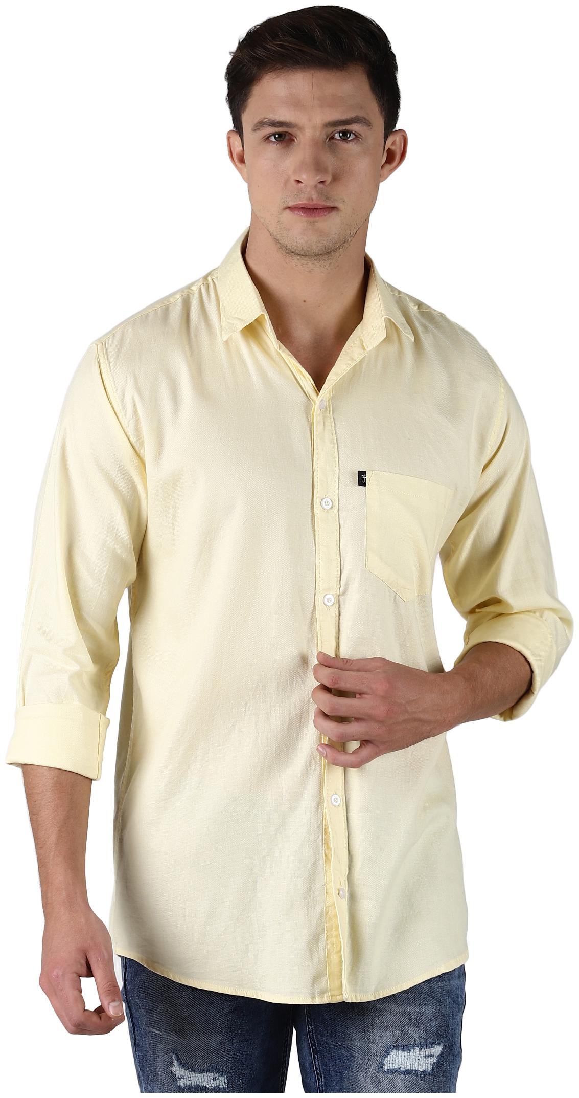 

LEVIZO Men Beige Solid Regular Fit Casual Shirt