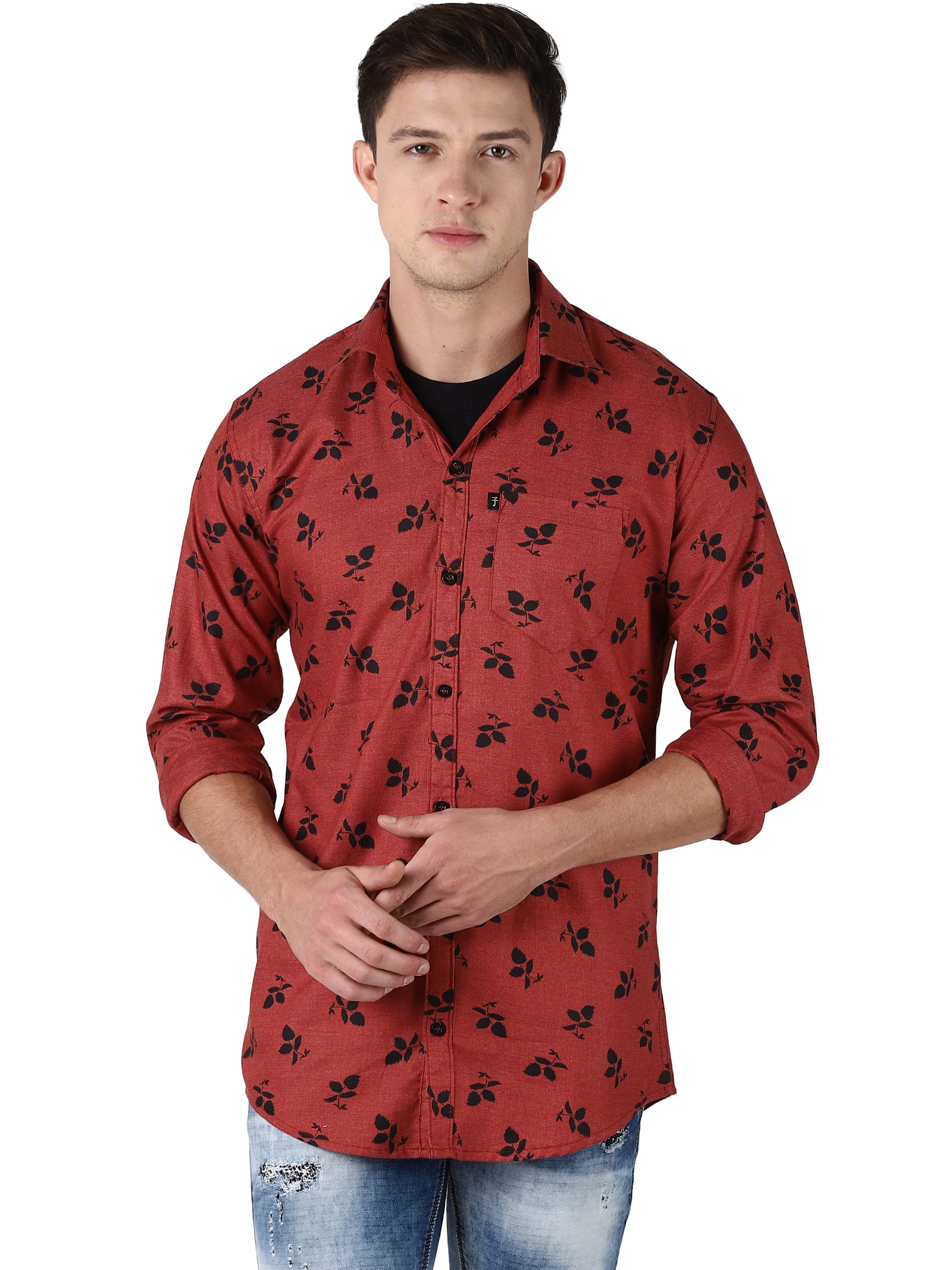 

LEVIZO Men Brown Floral Regular Fit Casual Shirt