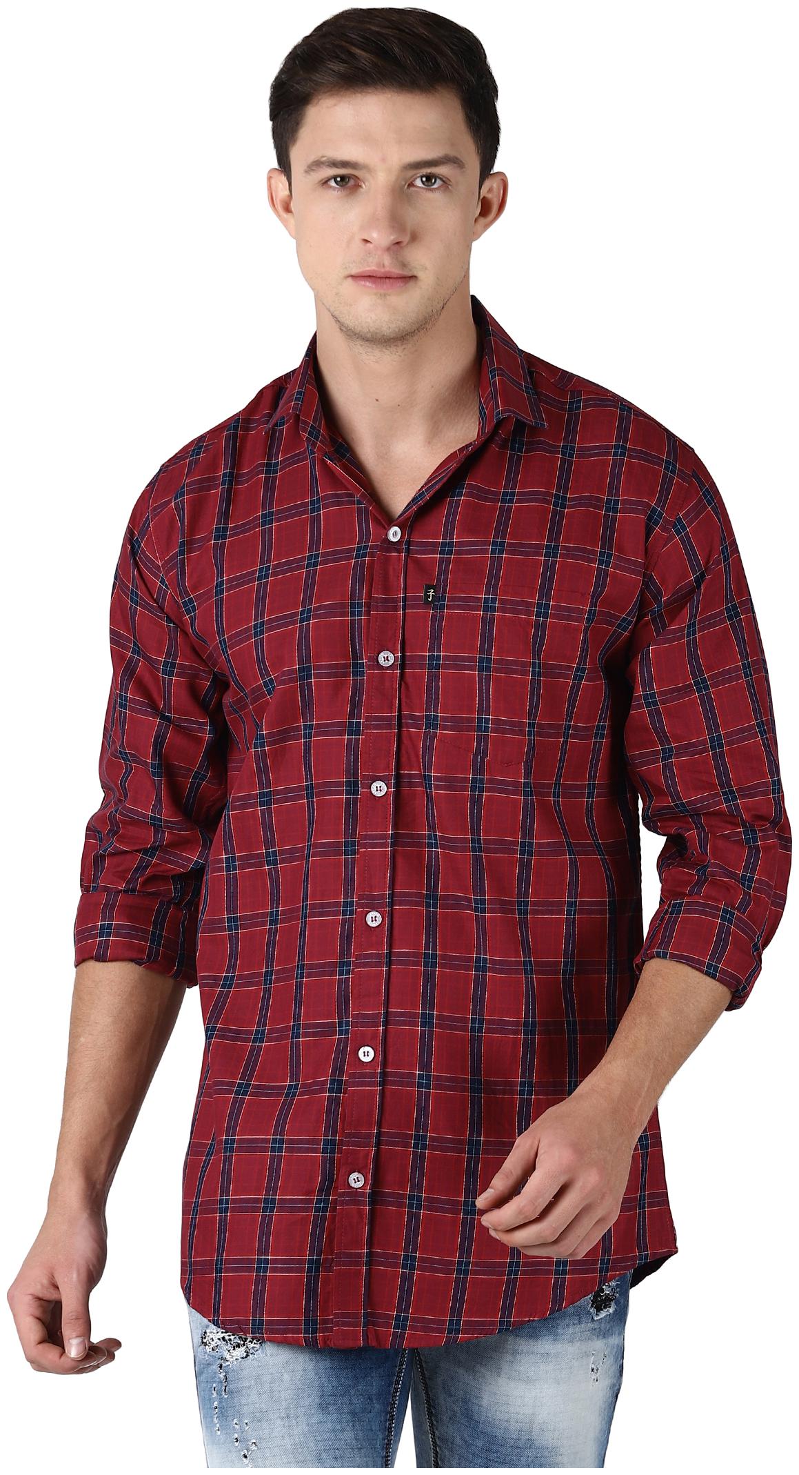 

LEVIZO Men Red Checked Regular Fit Casual Shirt