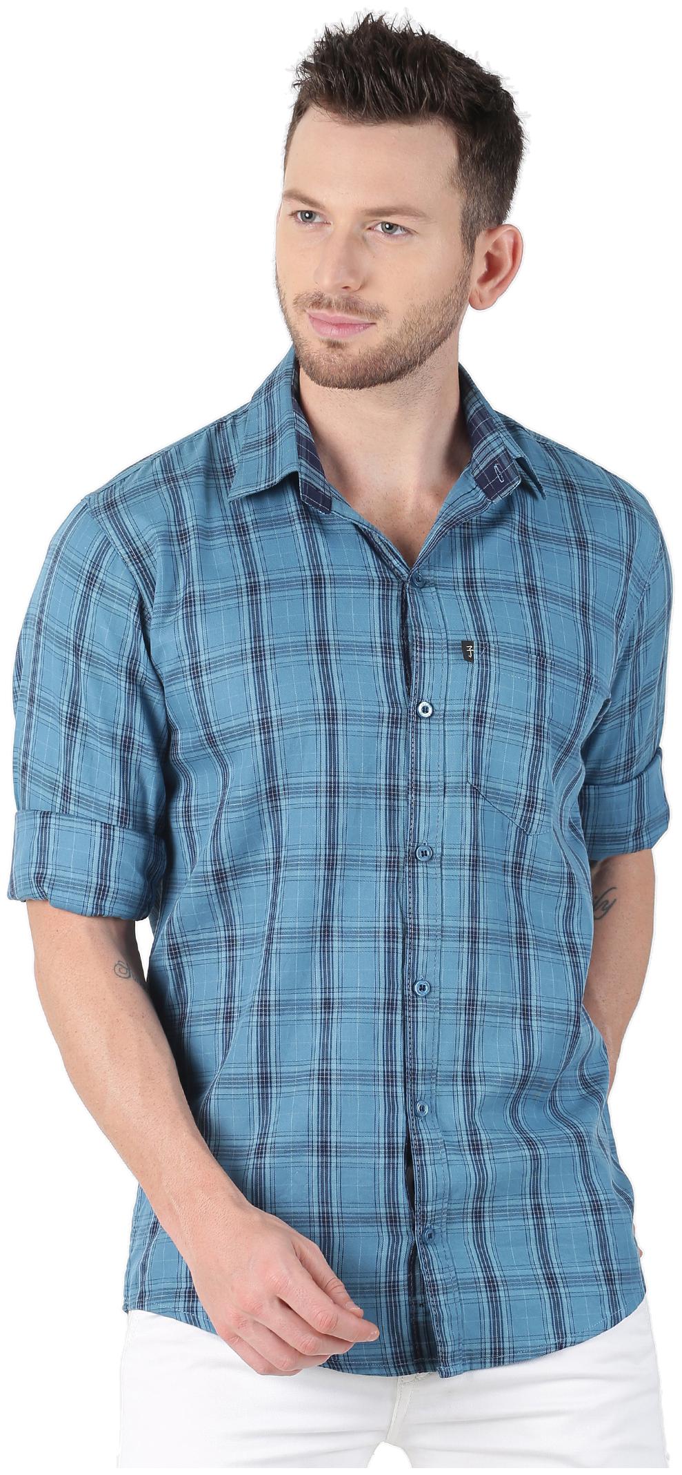 

LEVIZO Men Blue Checked Regular Fit Casual Shirt