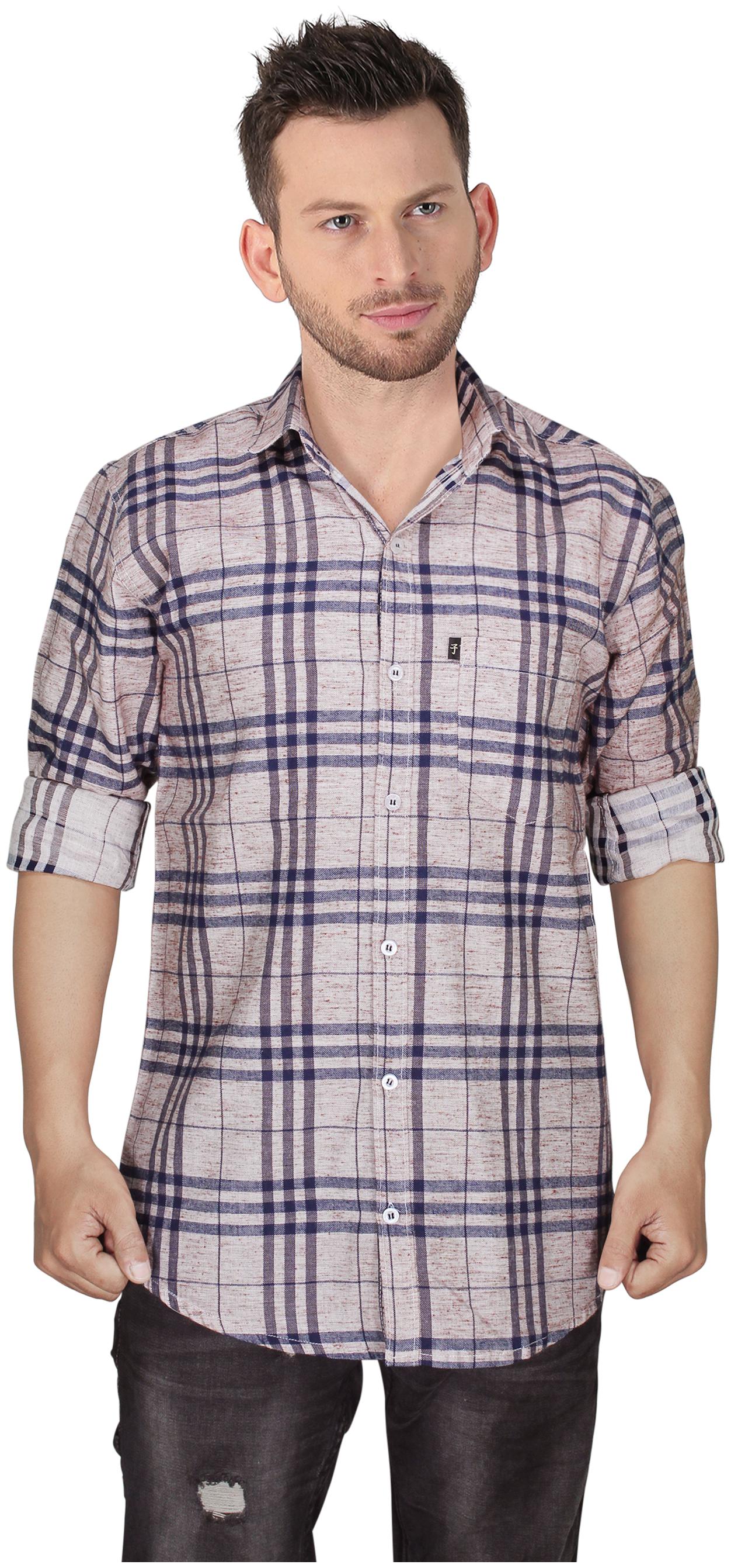

LEVIZO Men Brown Checked Regular Fit Casual Shirt