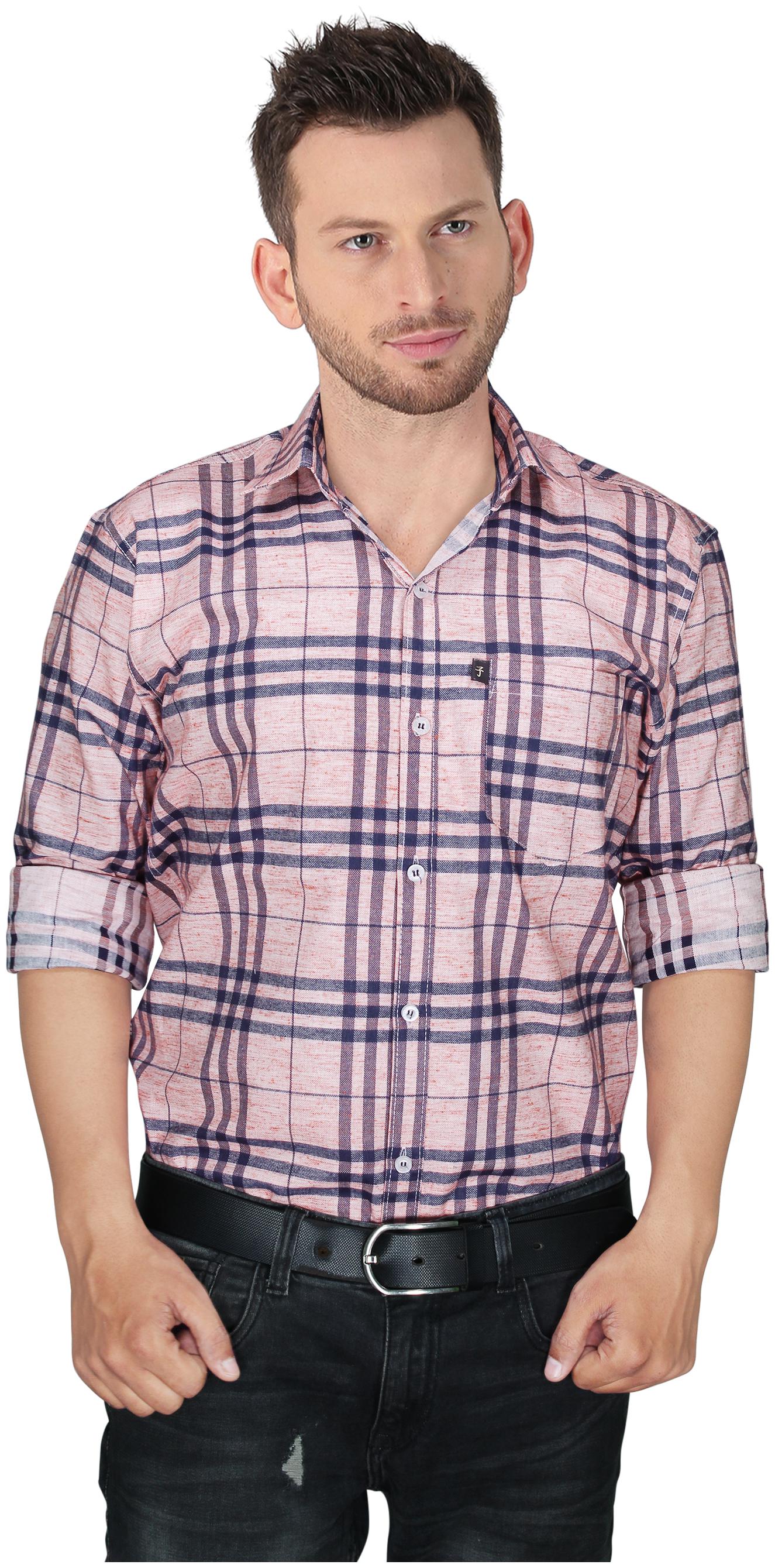 

LEVIZO Men Pink Checked Regular Fit Casual Shirt
