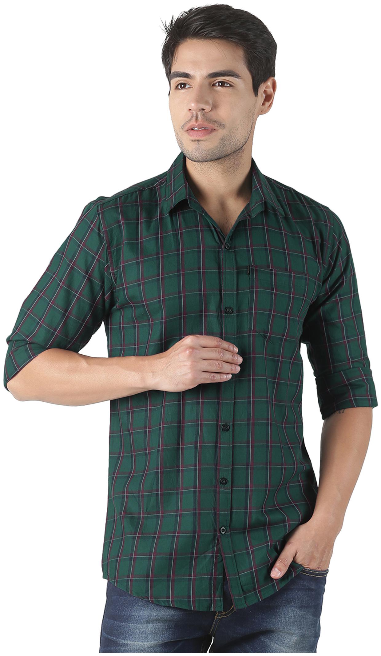 

LEVIZO Men Green Checked Regular Fit Casual Shirt