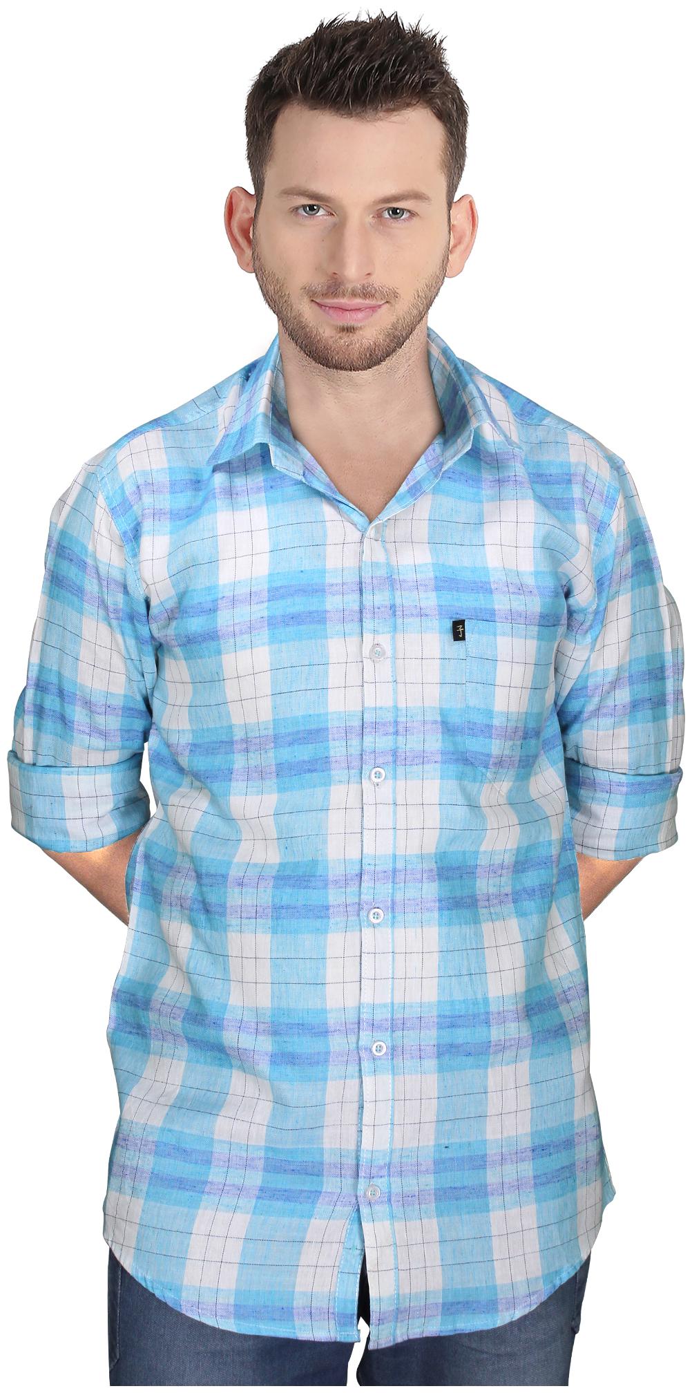 

LEVIZO Men Blue Checked Regular Fit Casual Shirt