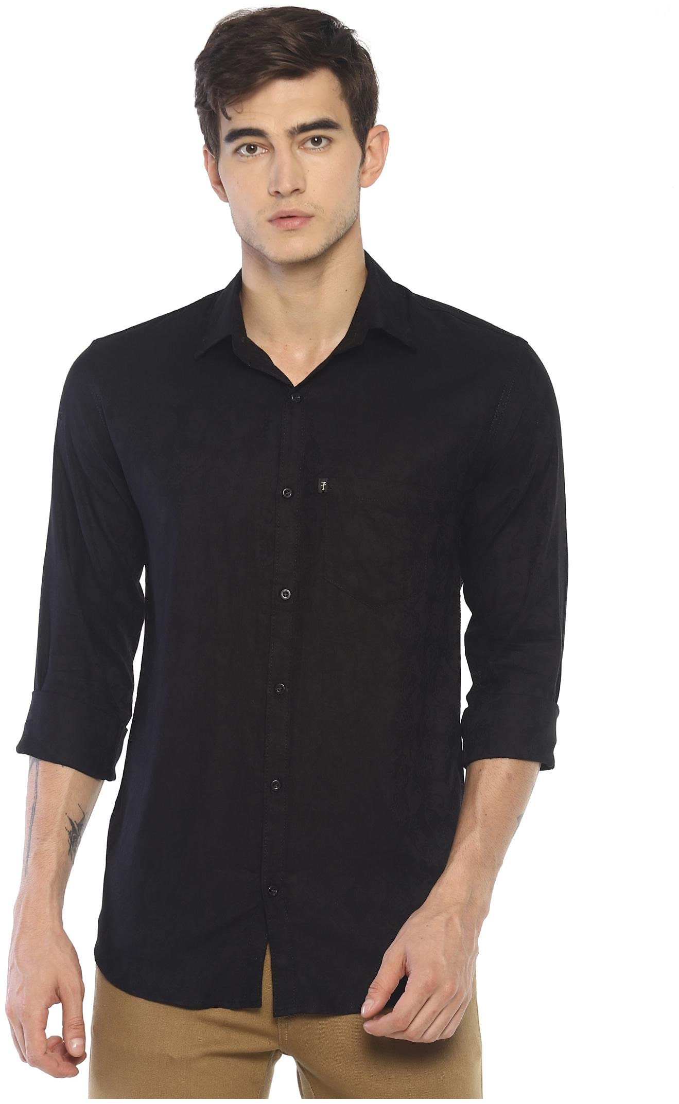 

LEVIZO Men Black Printed Regular Fit Casual Shirt