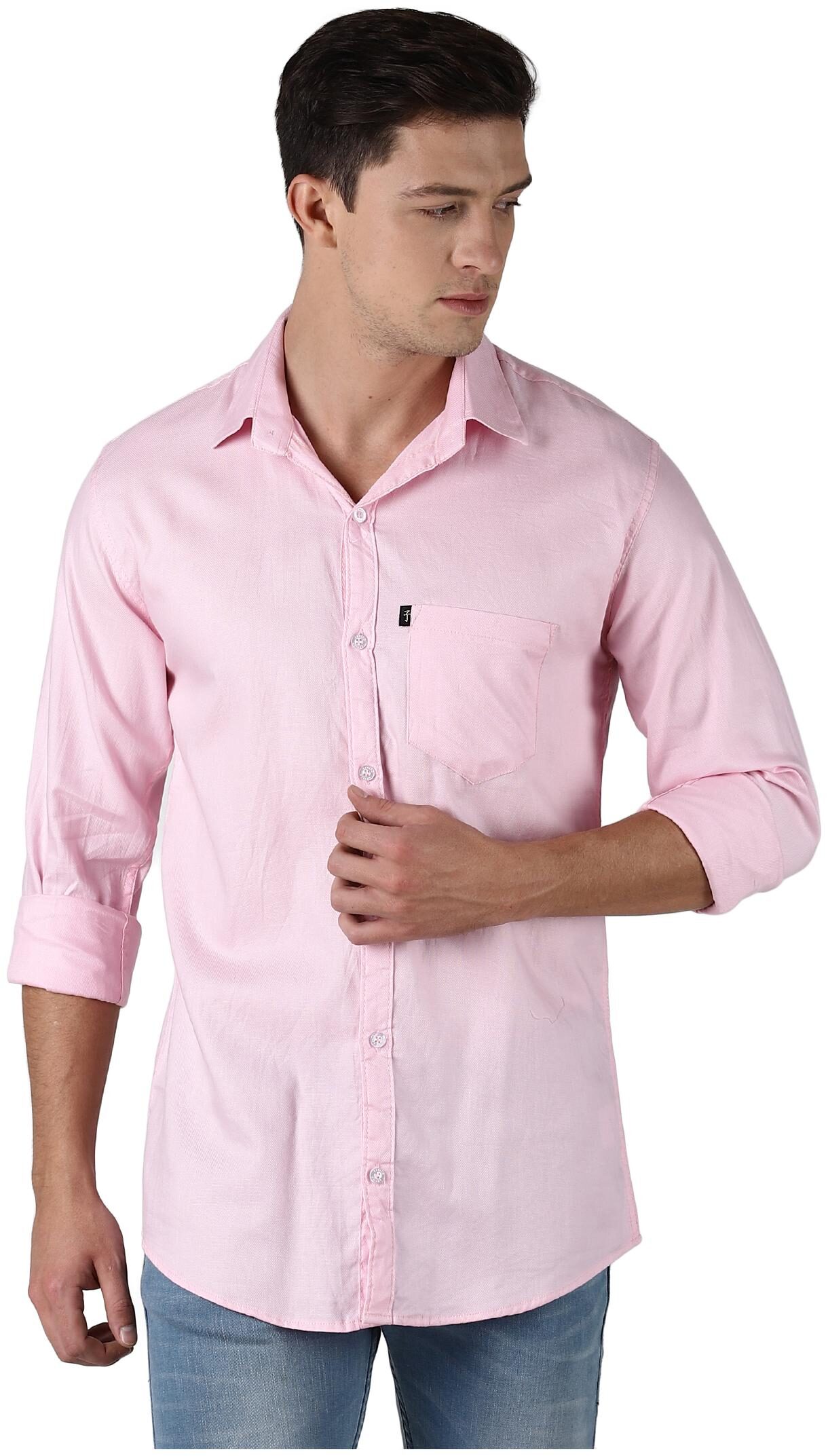 

LEVIZO Men Pink Solid Regular Fit Casual Shirt