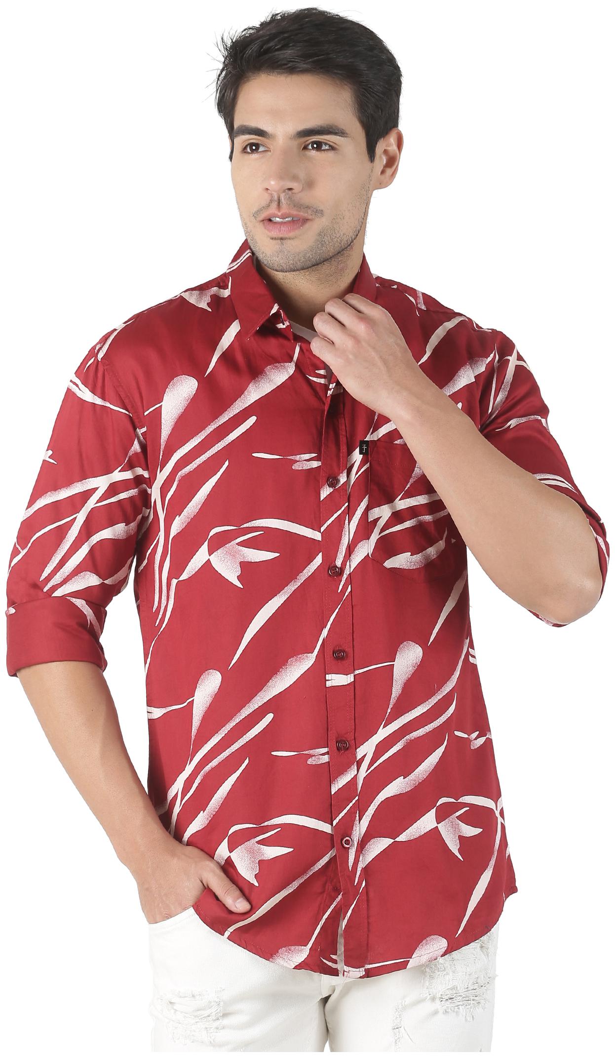 

LEVIZO Men Maroon Printed Regular Fit Casual Shirt