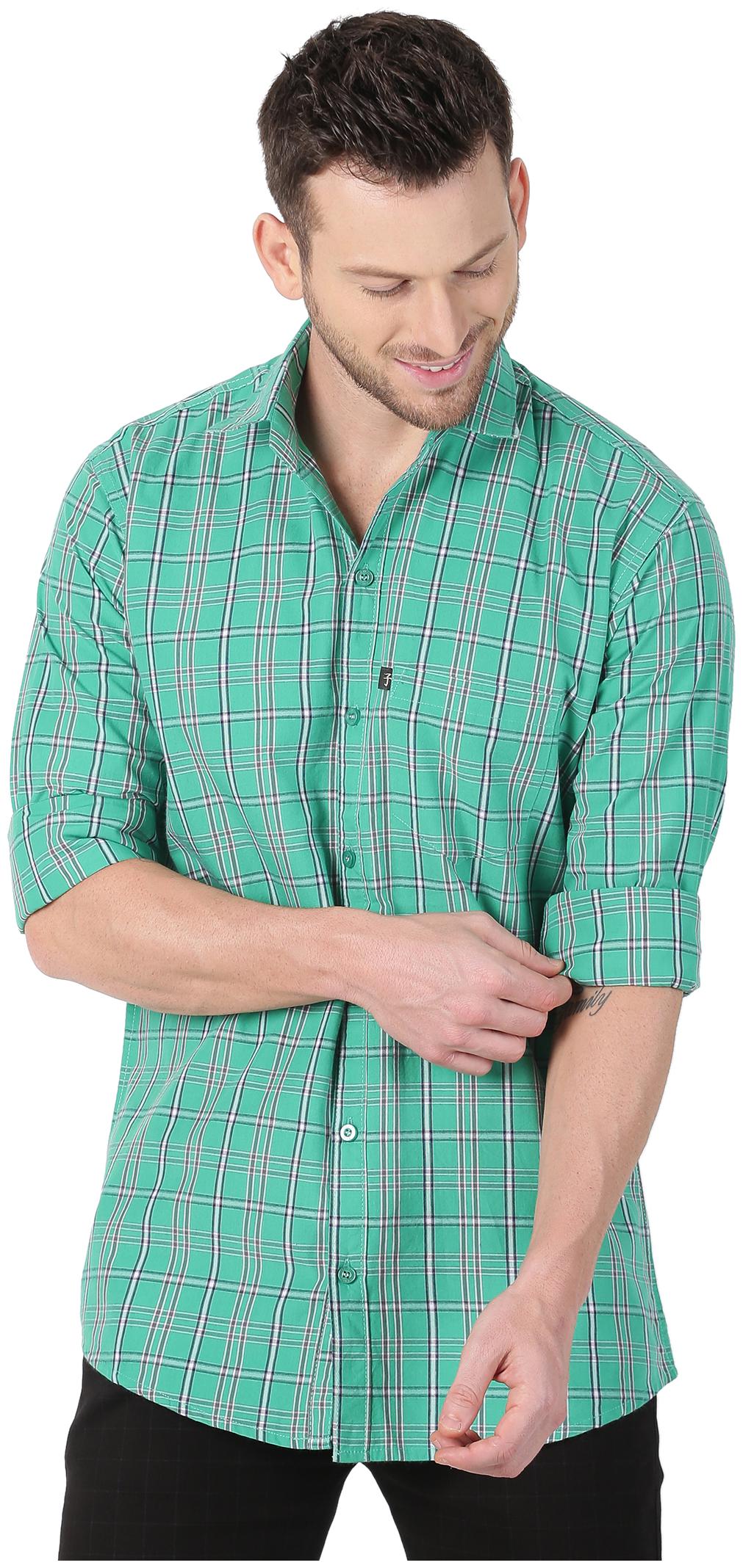 

LEVIZO Men Green Checked Regular Fit Casual Shirt