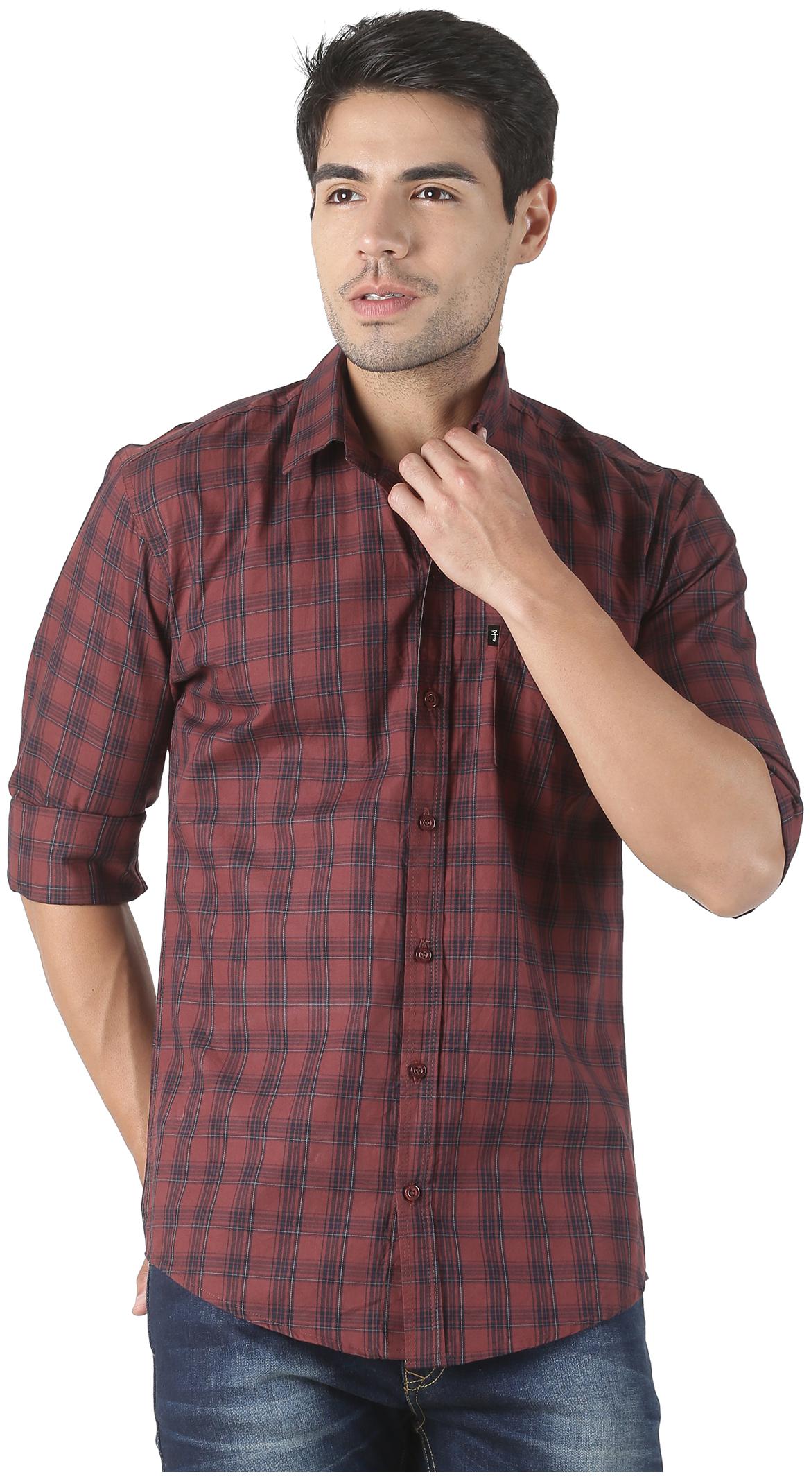 

LEVIZO Men Brown Checked Regular Fit Casual Shirt