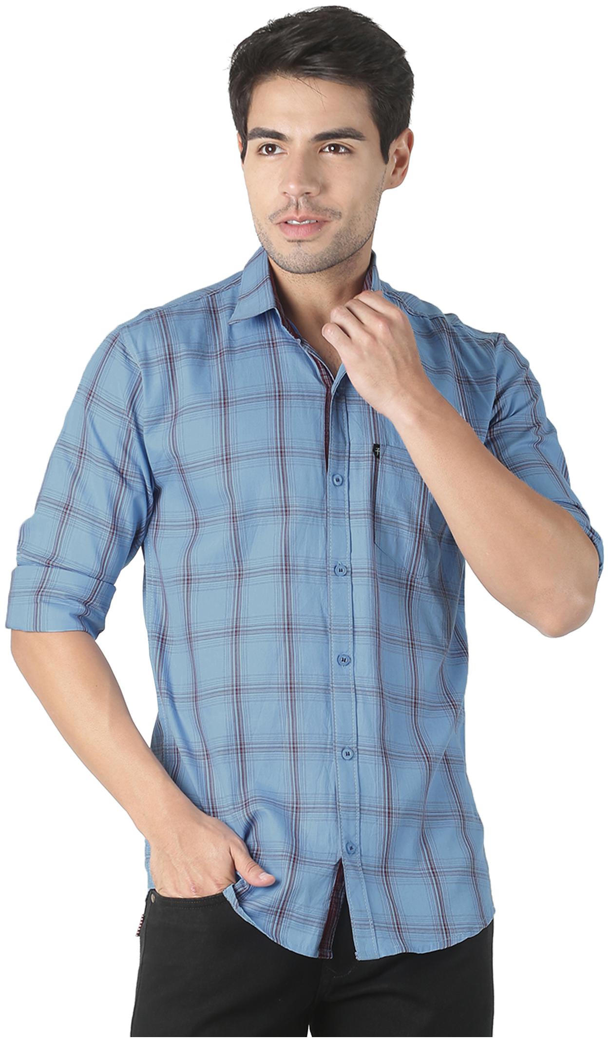 

LEVIZO Men Blue Checked Regular Fit Casual Shirt