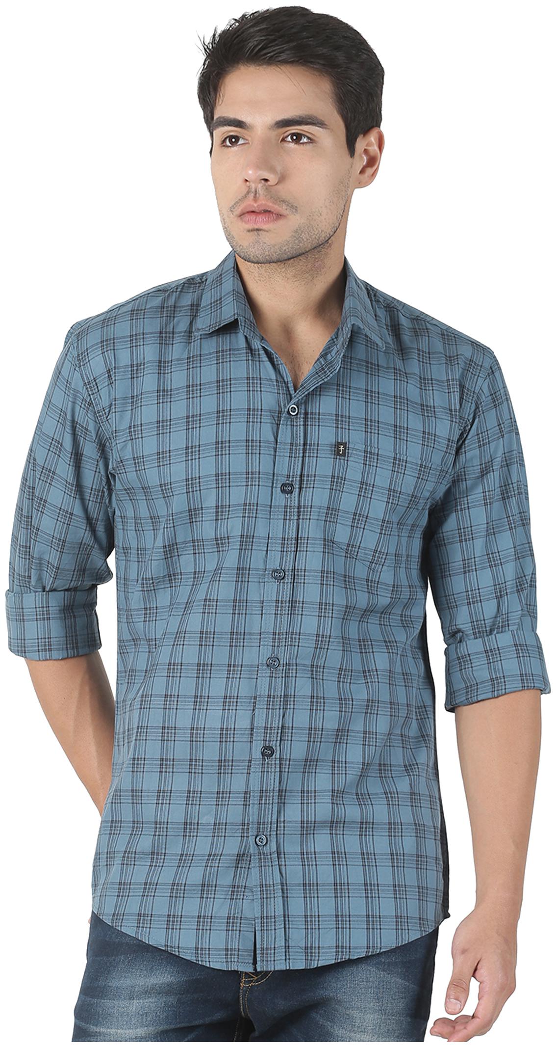 

LEVIZO Men Blue Checked Regular Fit Casual Shirt