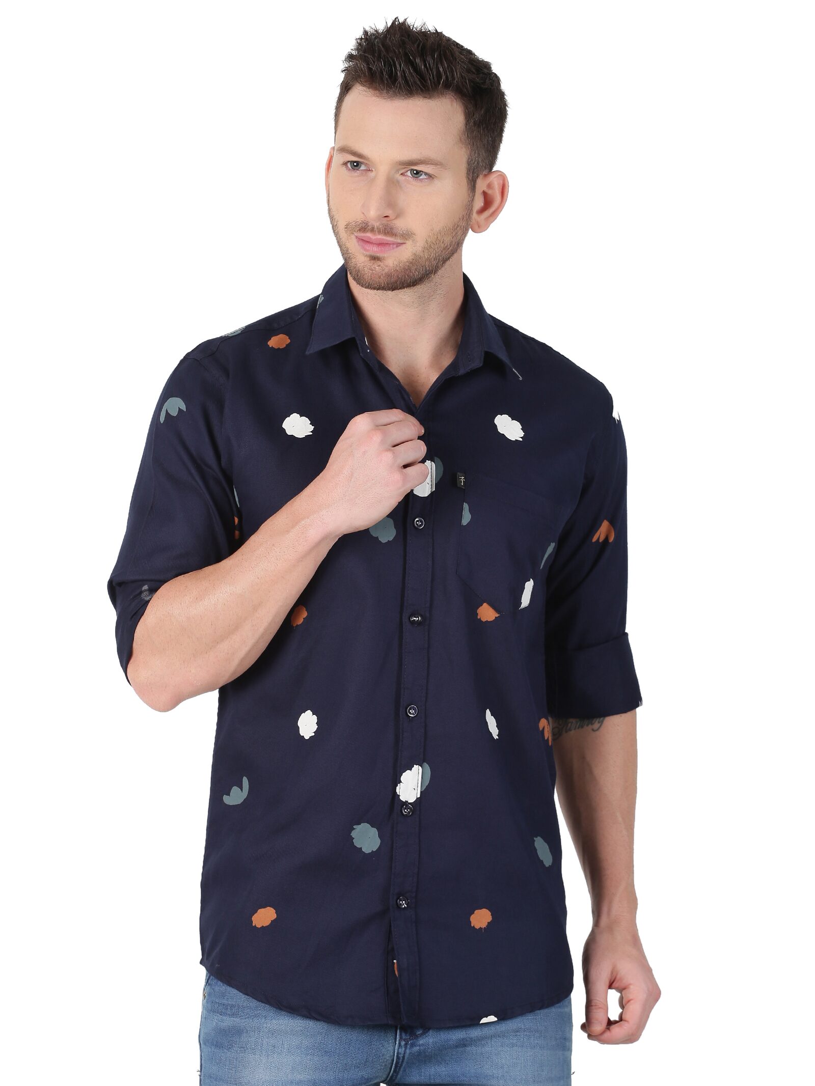 

LEVIZO Men Navy Blue Floral Regular Fit Casual Shirt