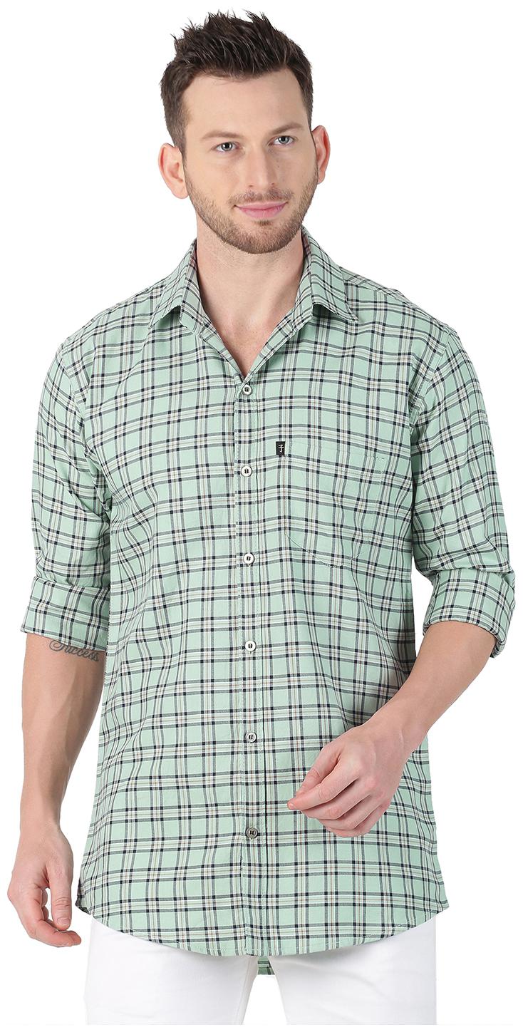 

LEVIZO Men Green Checked Regular Fit Casual Shirt