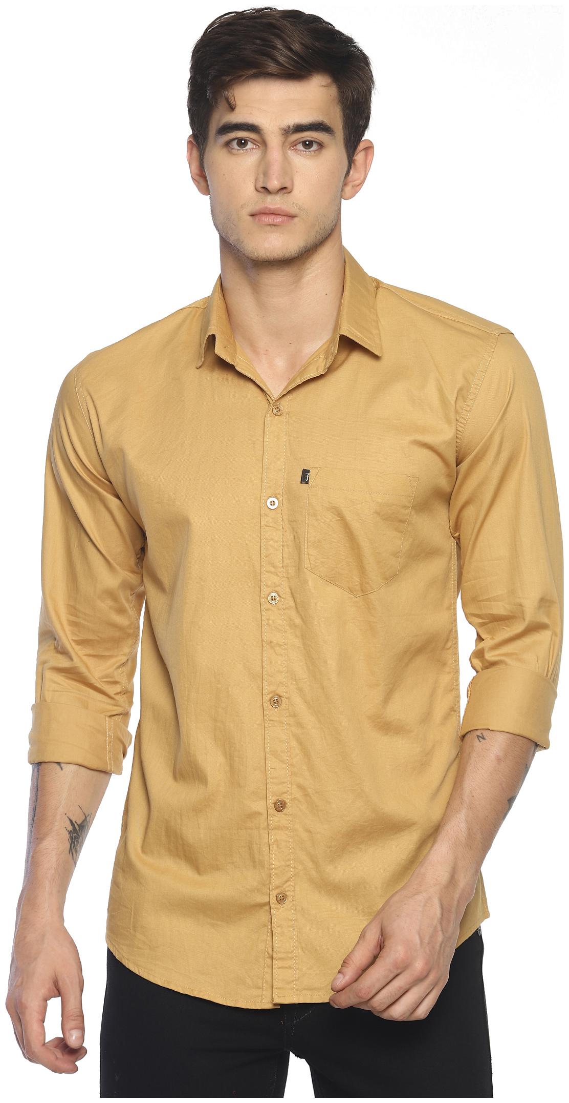 

LEVIZO Men Beige Solid Regular Fit Casual Shirt