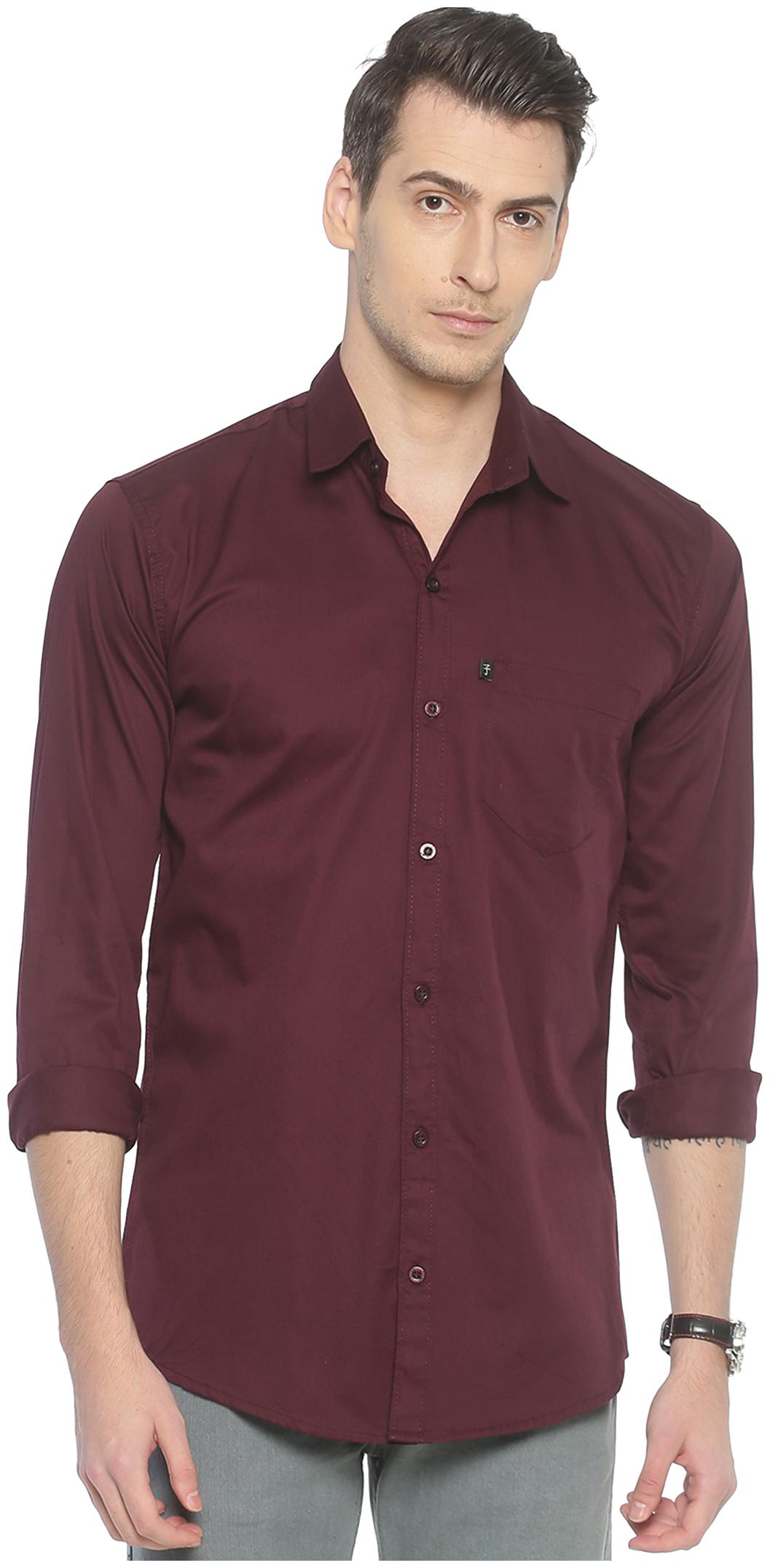 

LEVIZO Men Purple Solid Regular Fit Casual Shirt