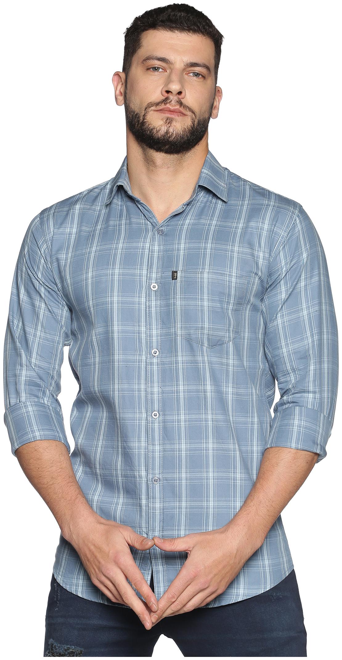 

LEVIZO Men Blue Checked Regular Fit Casual Shirt