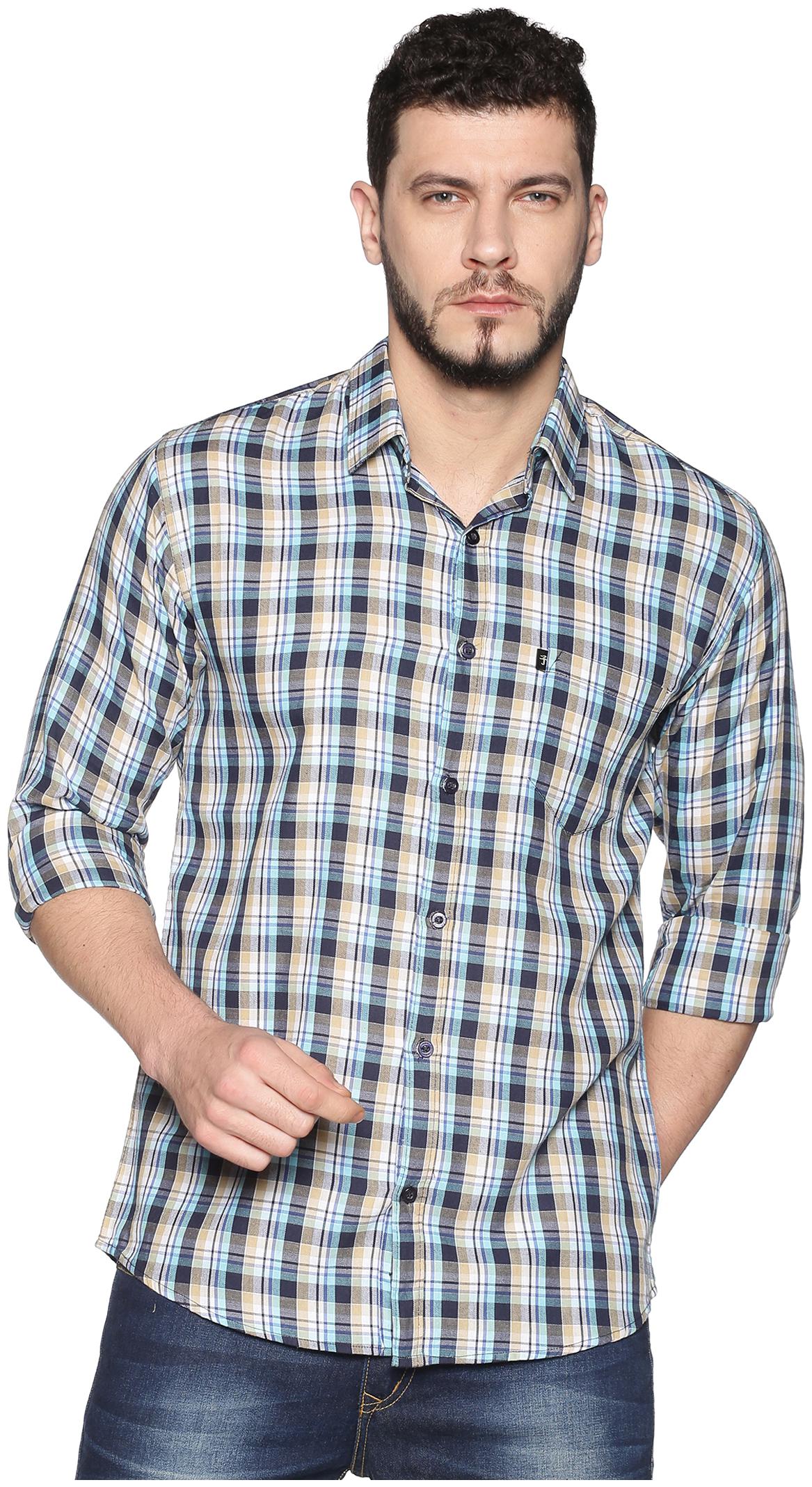 

LEVIZO Men Navy Blue Checked Regular Fit Casual Shirt