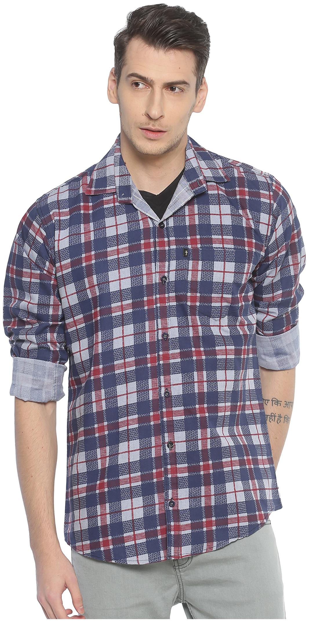 

LEVIZO Men Blue Checked Regular Fit Casual Shirt