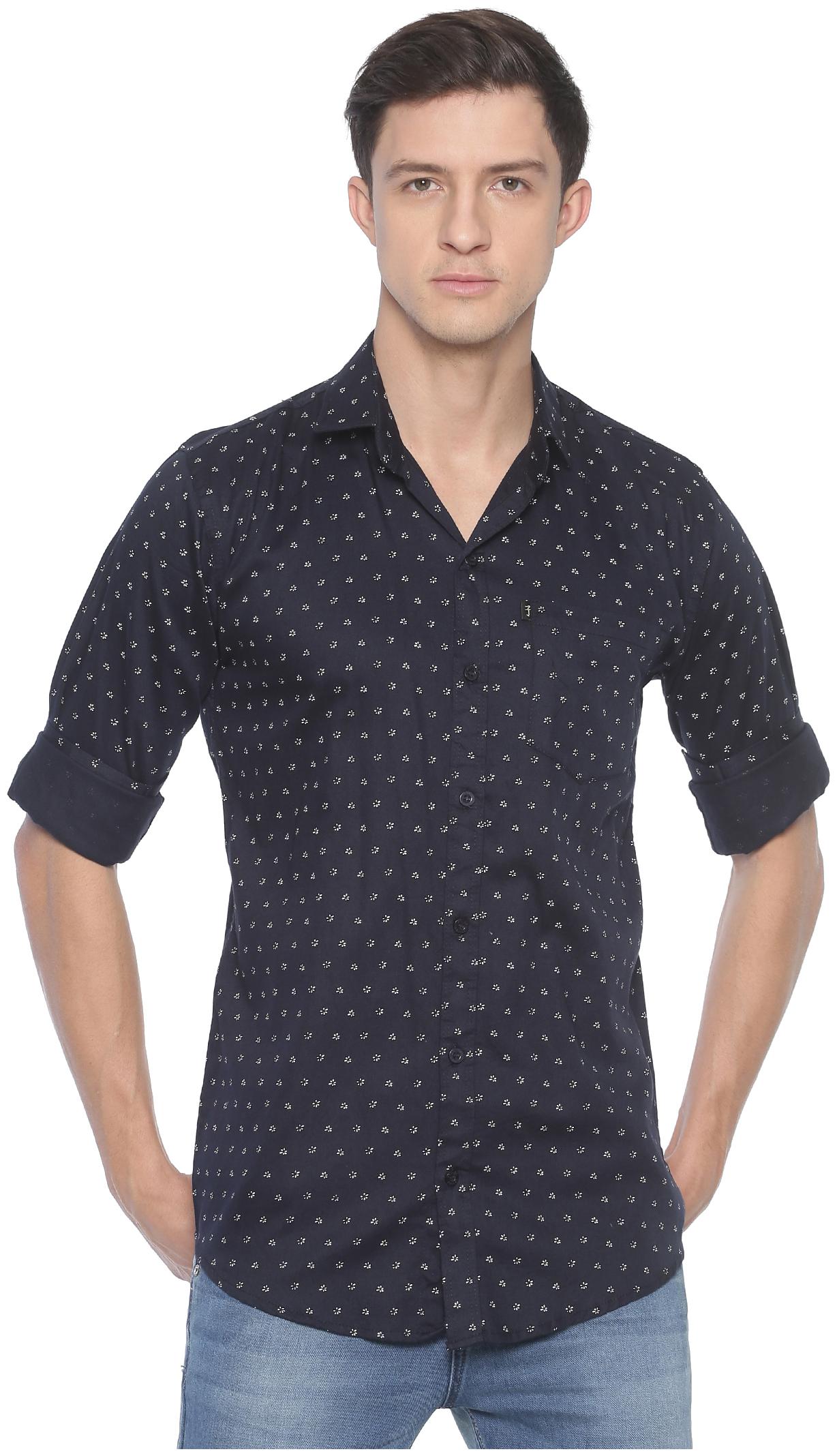 

LEVIZO Men Navy Blue Printed Regular Fit Casual Shirt