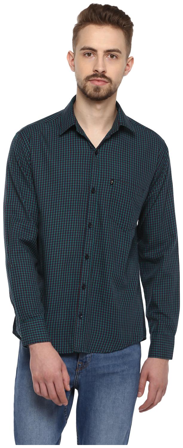 

LEVIZO Men Green Checked Regular Fit Casual Shirt
