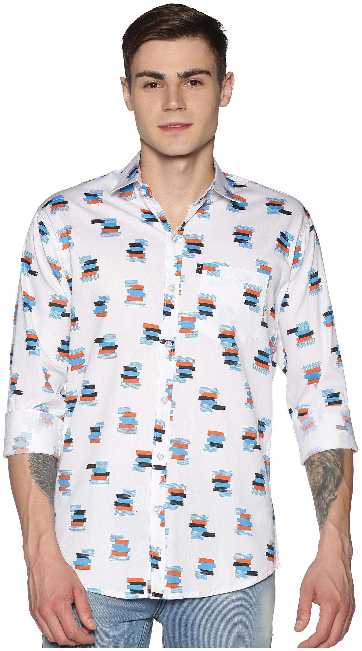 

LEVIZO Men White Printed Regular Fit Casual Shirt