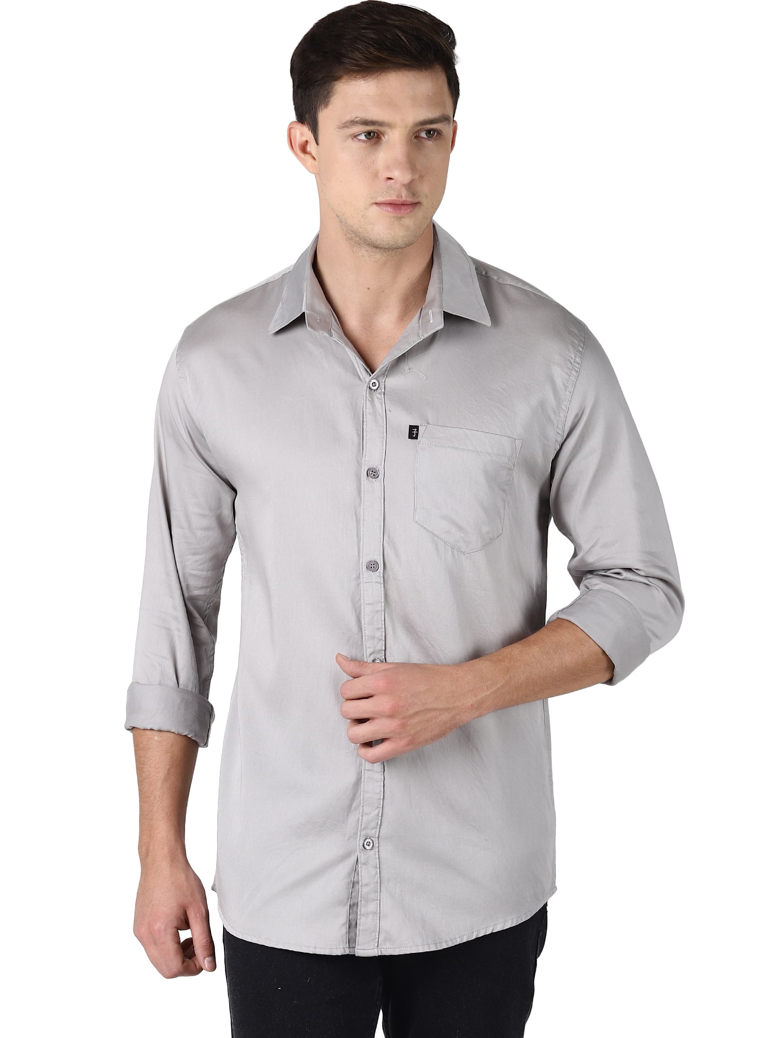 

LEVIZO Men Grey Solid Regular Fit Casual Shirt