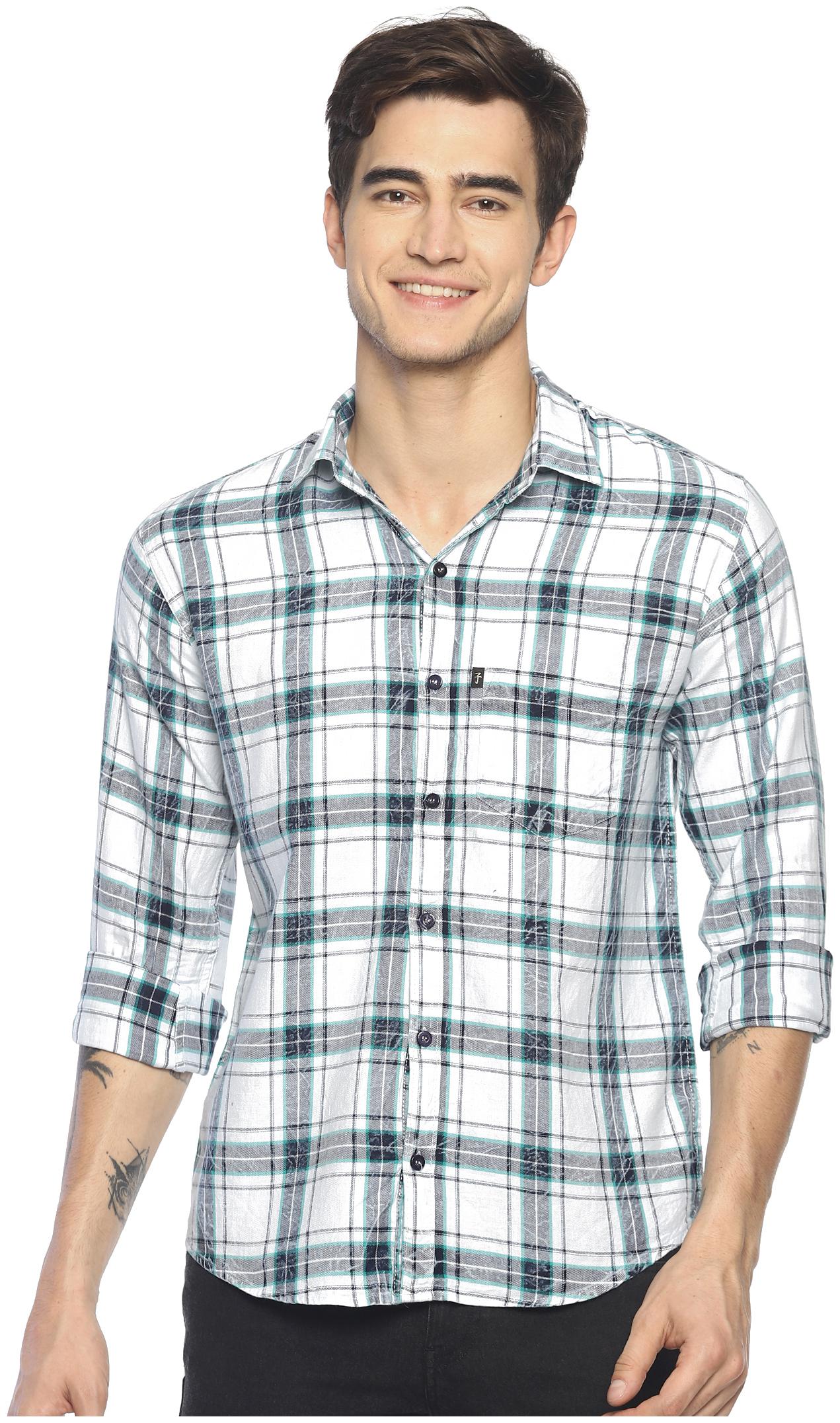 

LEVIZO Men Green Checked Regular Fit Casual Shirt