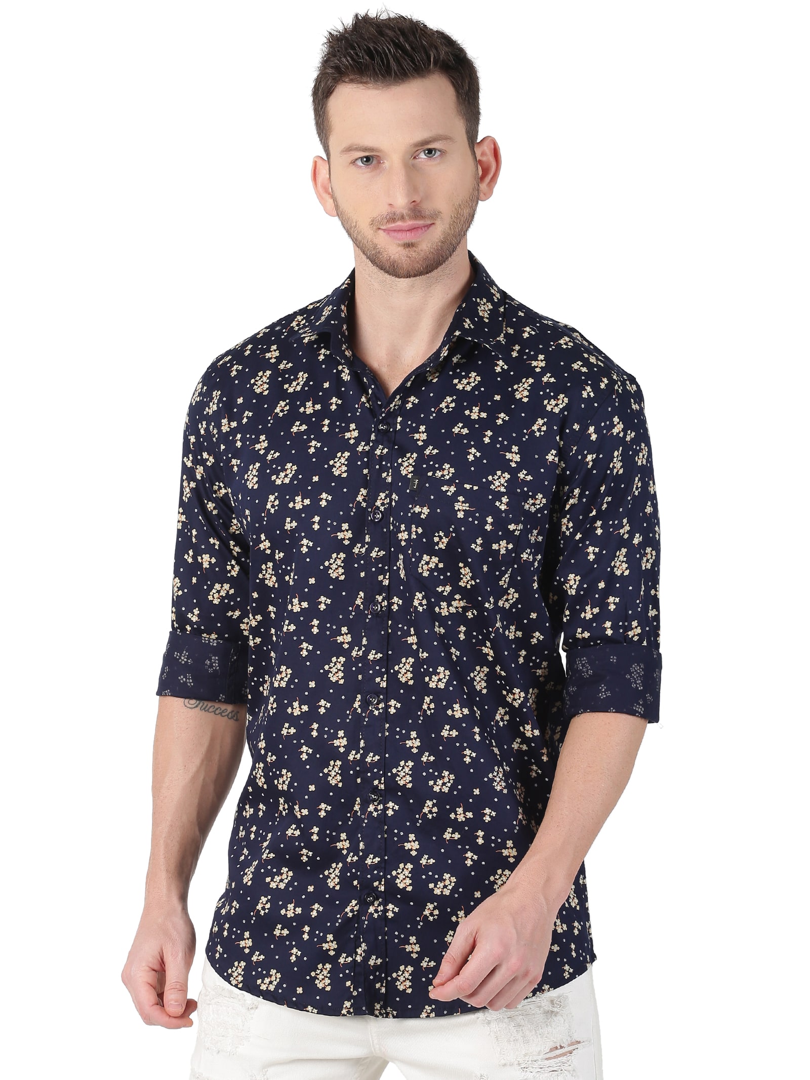 

LEVIZO Men Navy Blue Floral Regular Fit Casual Shirt