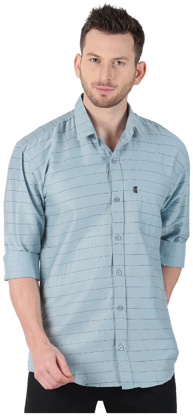 

LEVIZO Men Blue Horizontal Stripes Regular Fit Casual Shirt
