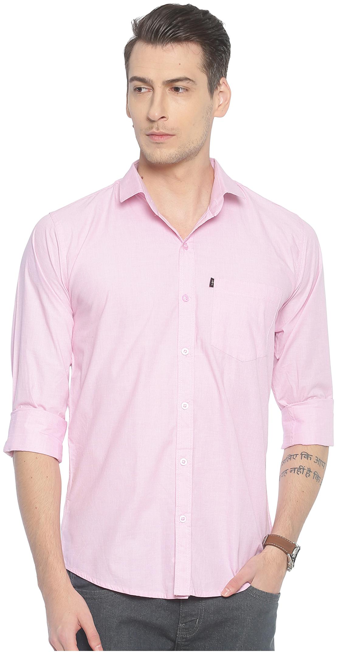 

LEVIZO Men Pink Solid Regular Fit Casual Shirt