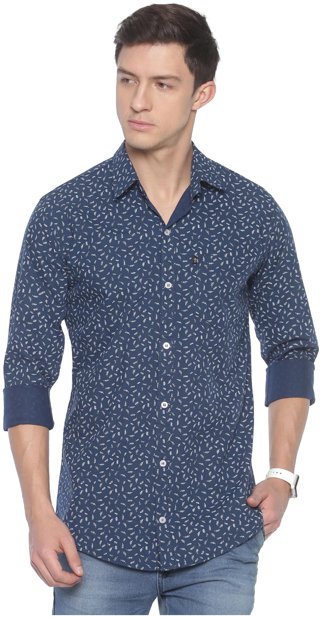 

LEVIZO Men Navy Blue Printed Regular Fit Casual Shirt