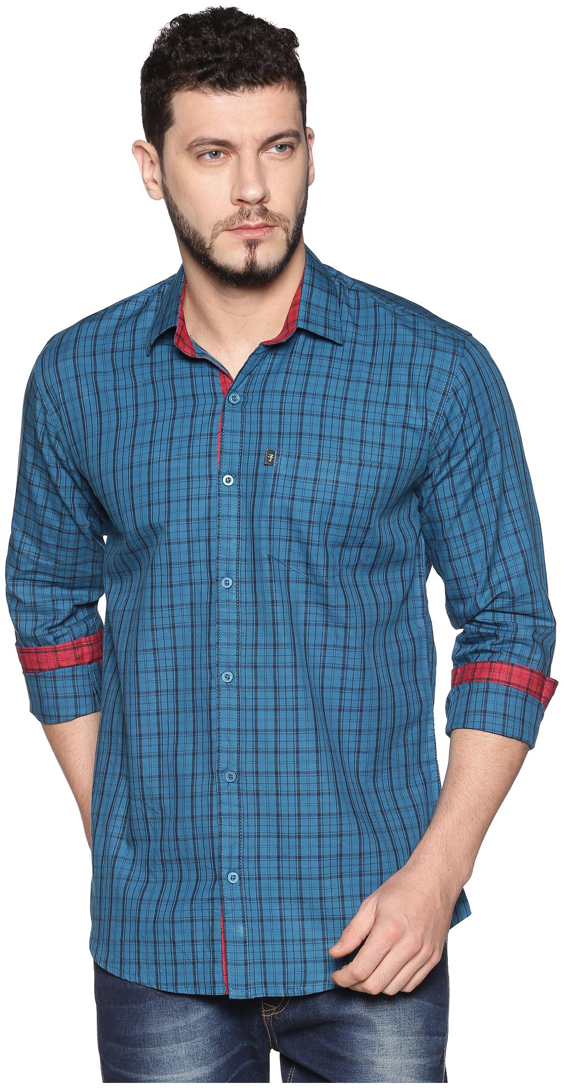 

LEVIZO Men Blue Checked Regular Fit Casual Shirt