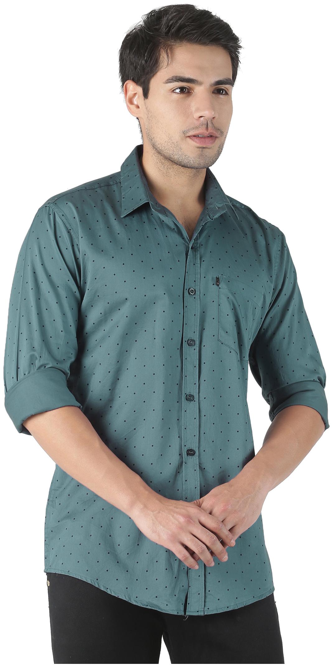

LEVIZO Men Blue Polka Dots Regular Fit Casual Shirt