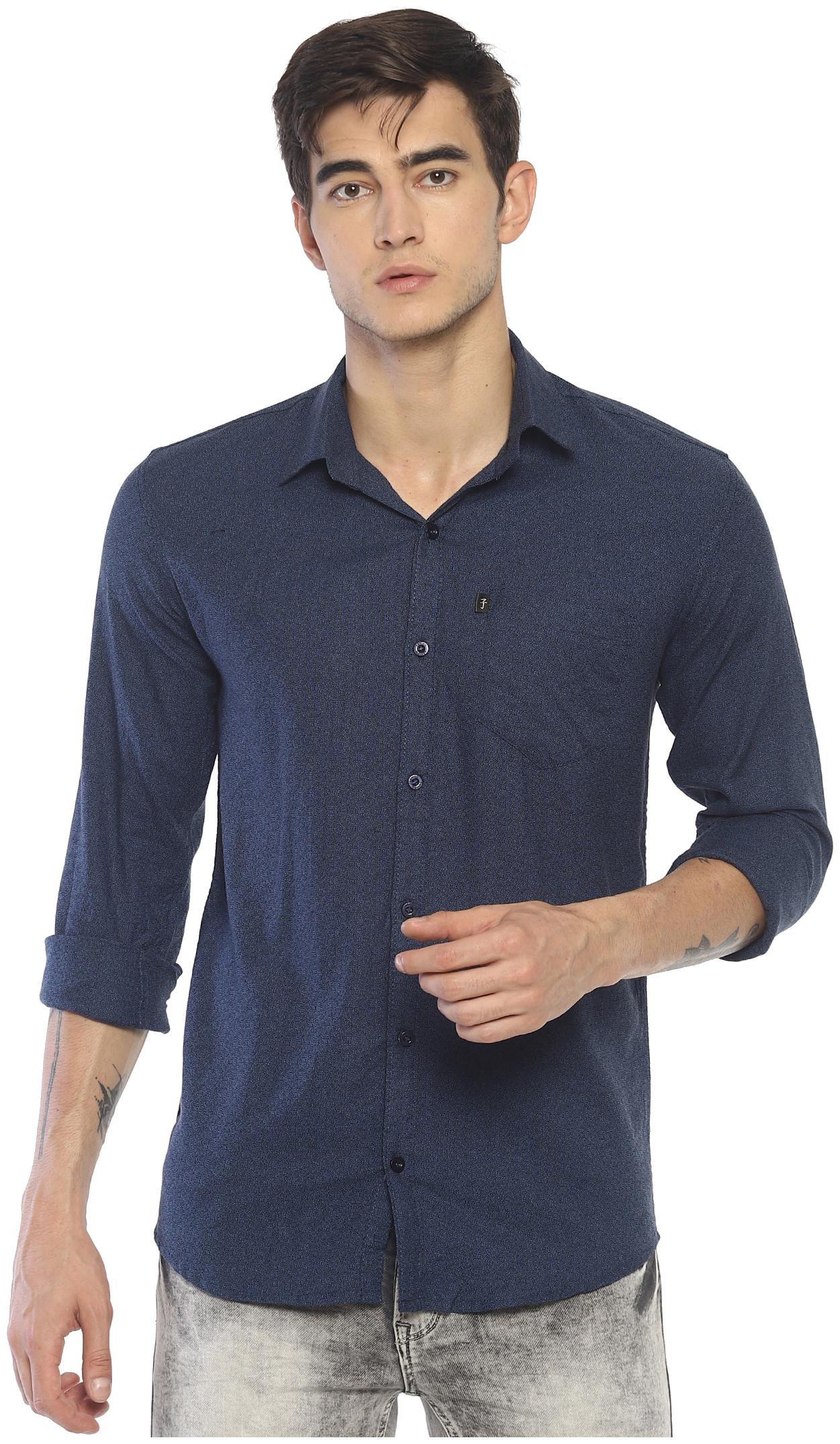 

LEVIZO Men Blue Solid Regular Fit Casual Shirt
