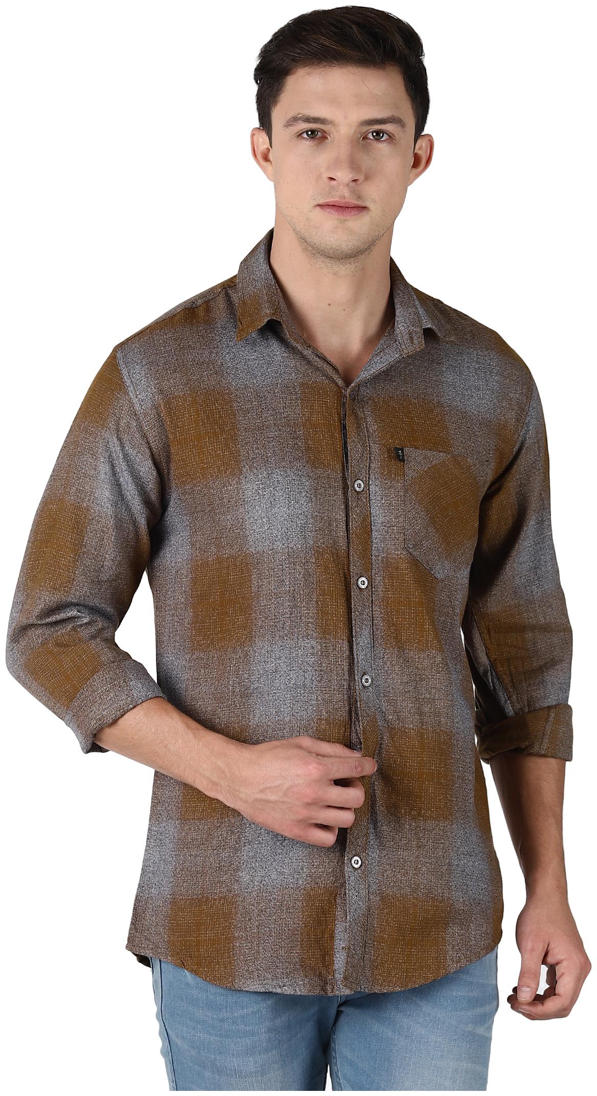 

LEVIZO Men Brown Faded Regular Fit Casual Shirt