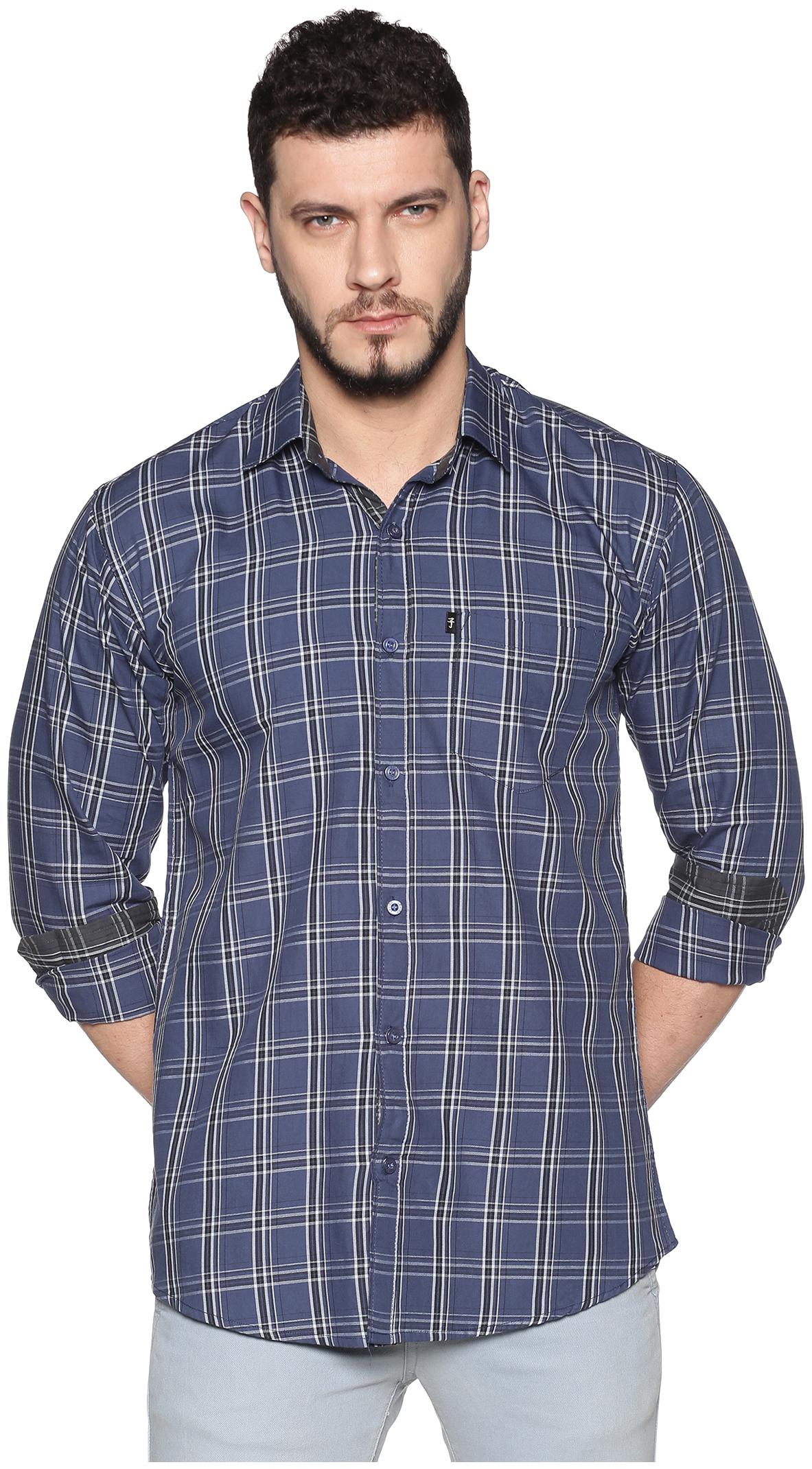 

LEVIZO Men Blue Checked Regular Fit Casual Shirt
