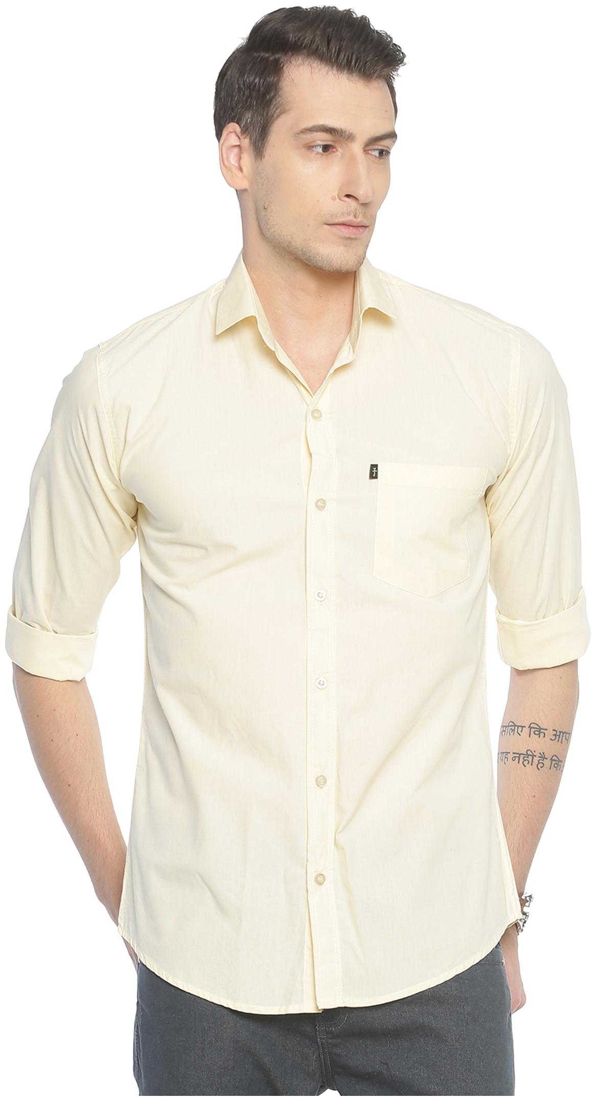 

LEVIZO Men White Solid Regular Fit Casual Shirt