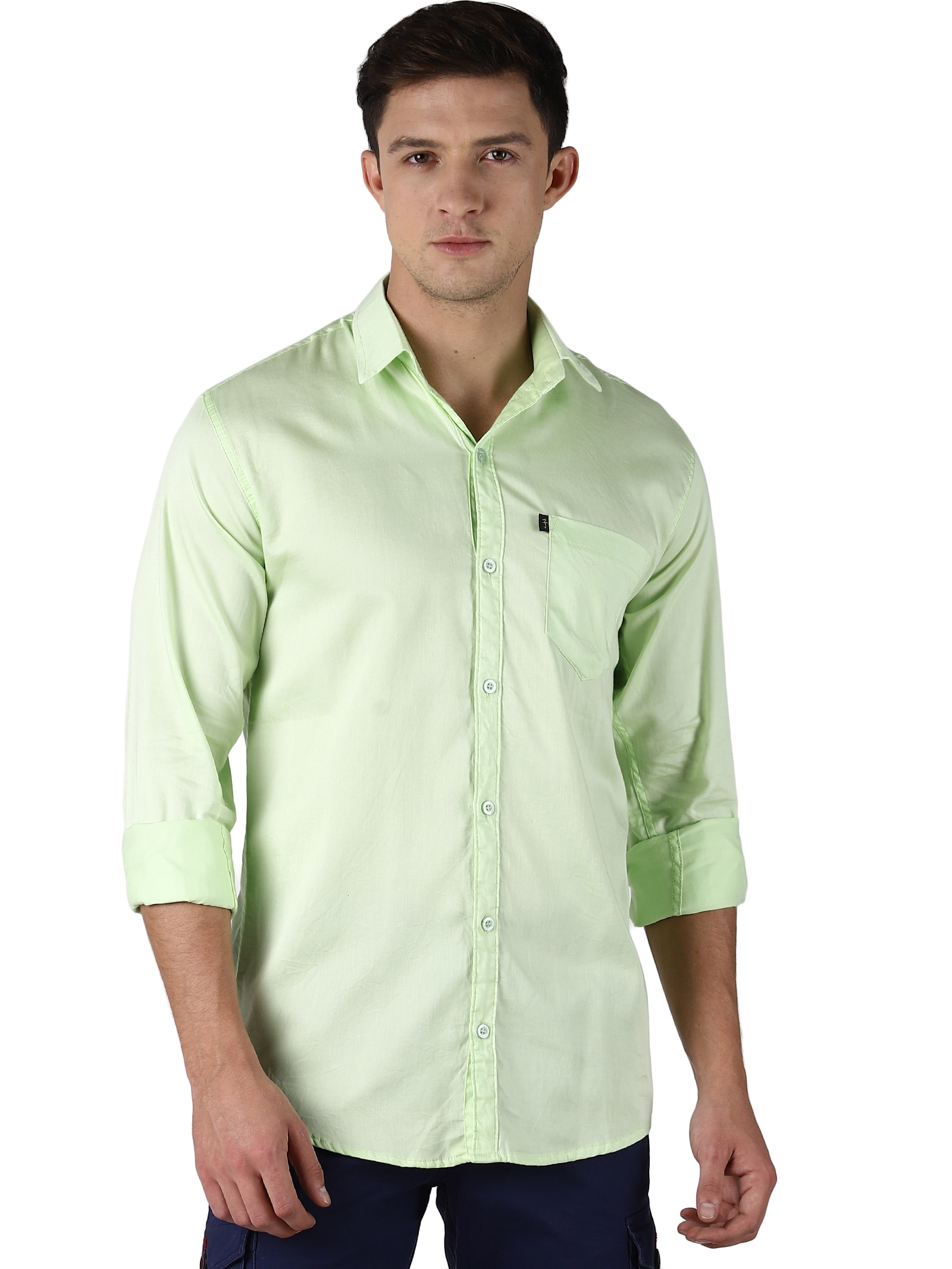 

LEVIZO Men Green Solid Regular Fit Casual Shirt