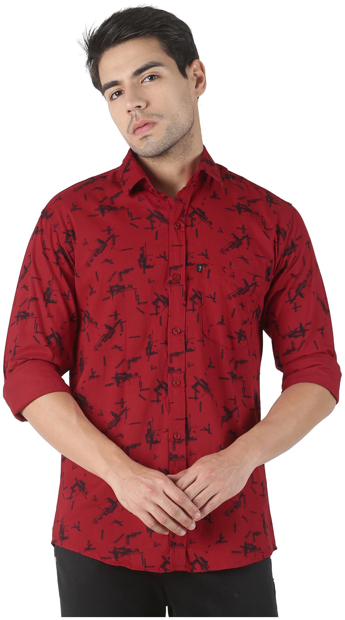 

LEVIZO Men Maroon Printed Regular Fit Casual Shirt