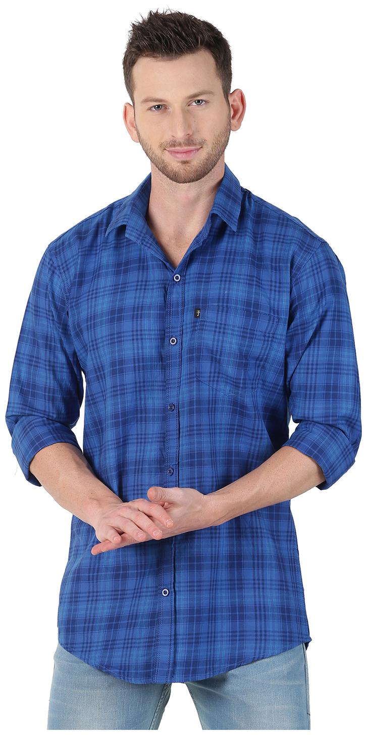 

LEVIZO Men Blue Checked Regular Fit Casual Shirt