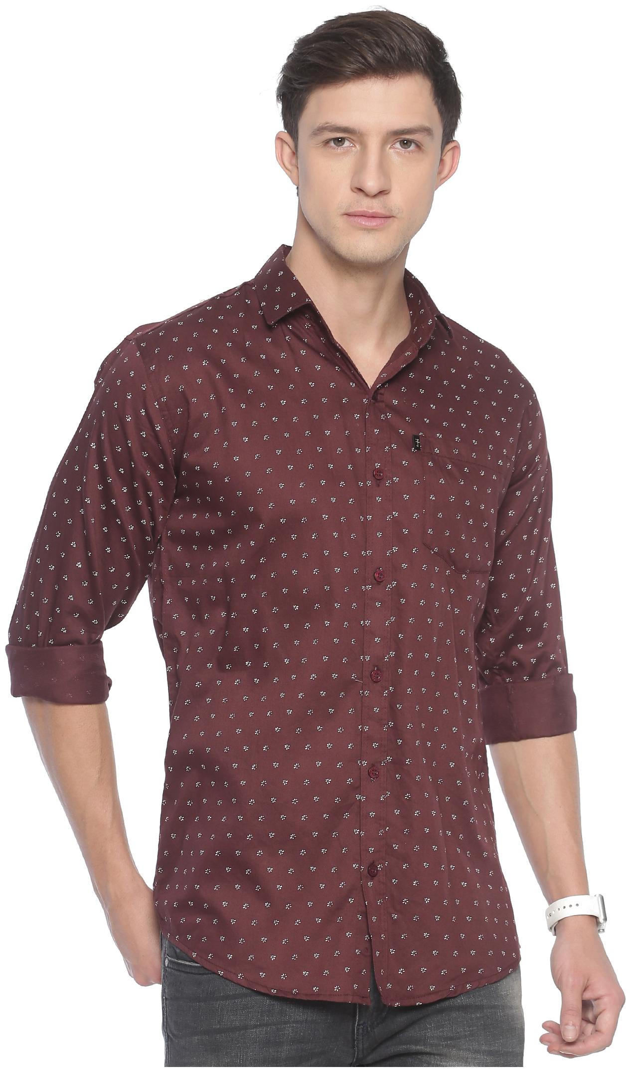 

LEVIZO Men Brown Printed Regular Fit Casual Shirt