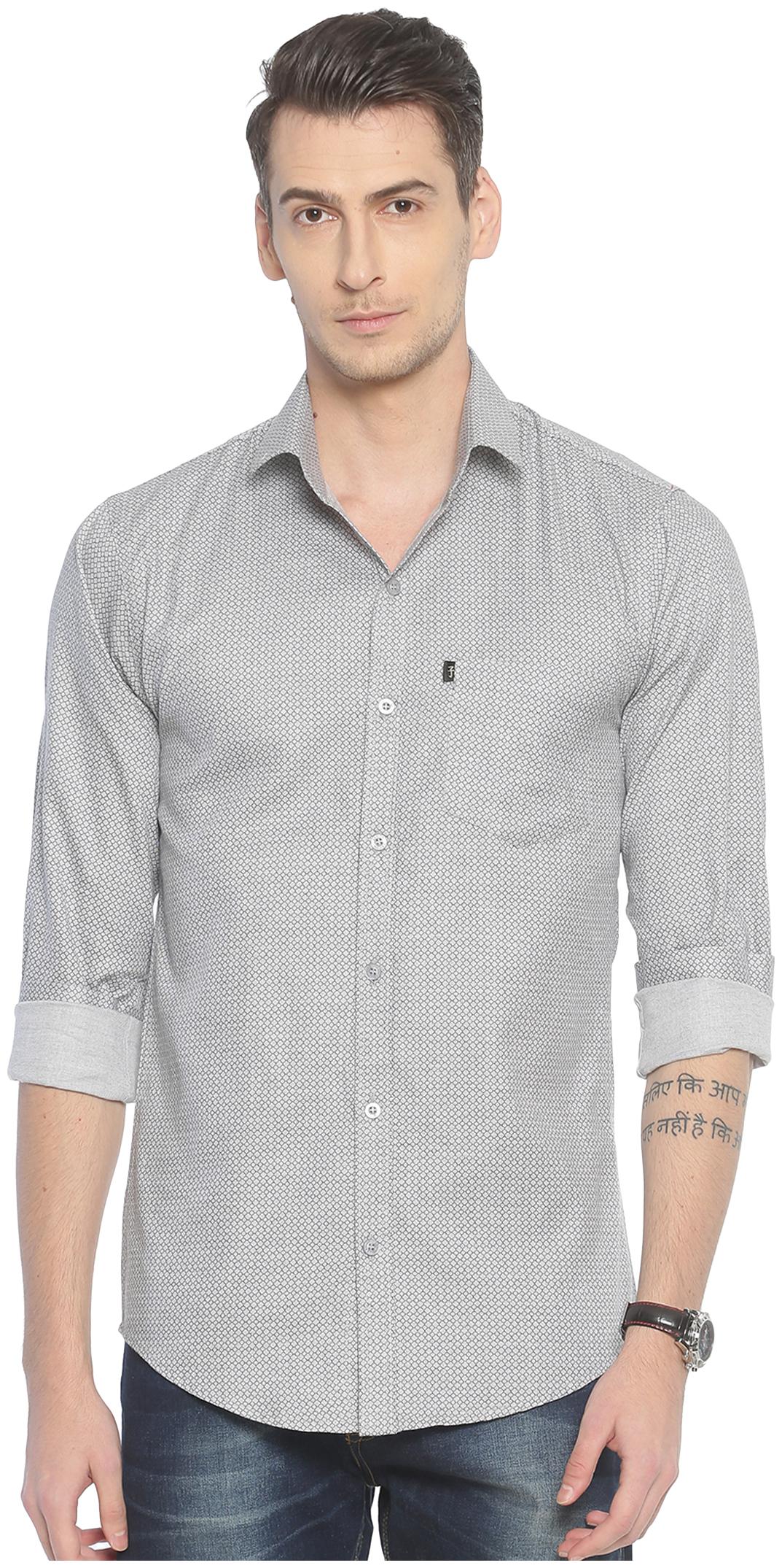 

LEVIZO Men Grey Printed Regular Fit Casual Shirt