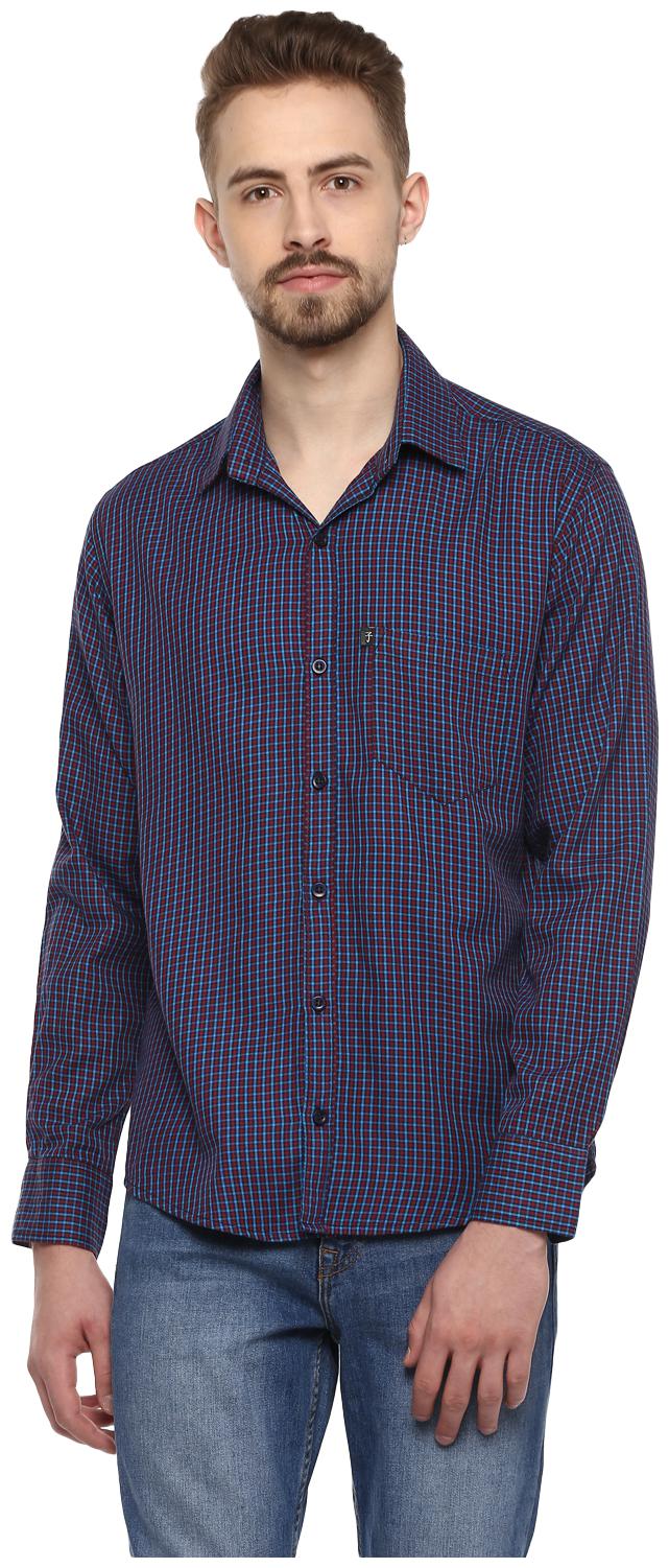 

LEVIZO Men Blue Checked Regular Fit Casual Shirt