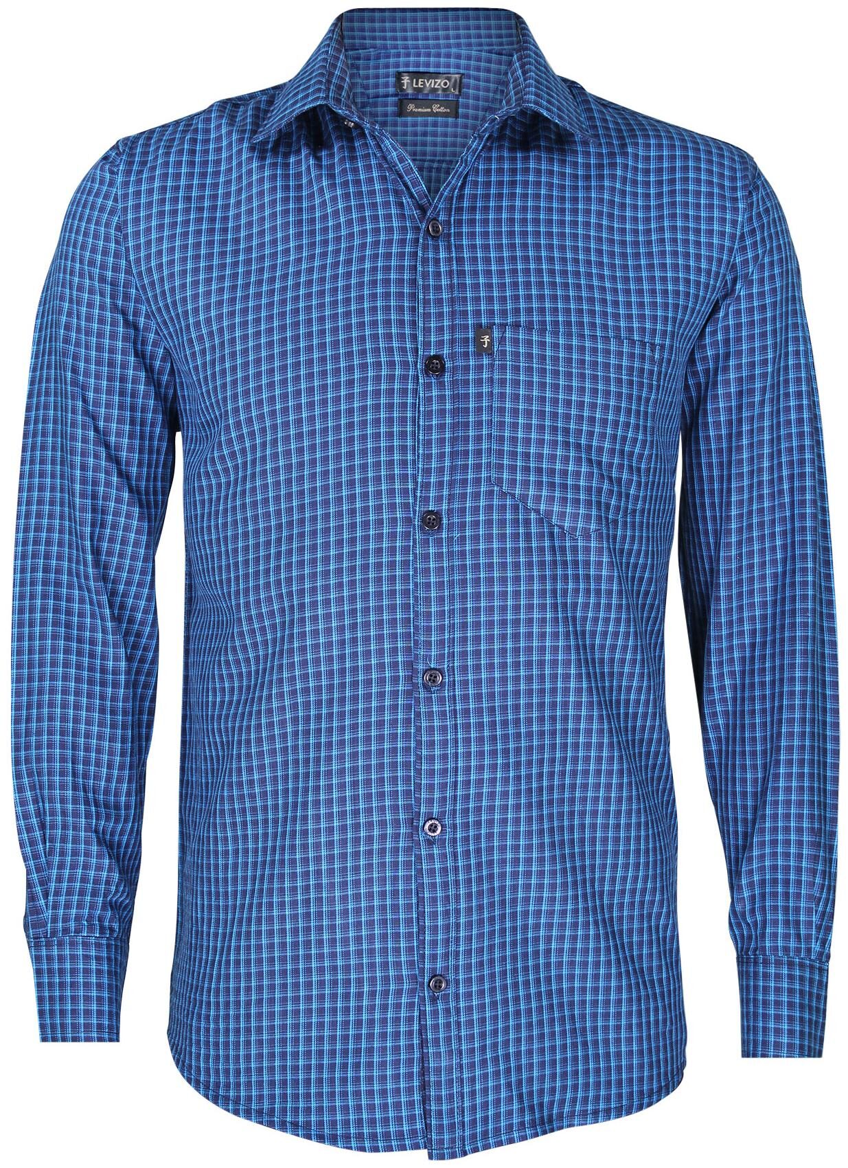 

LEVIZO Men Blue Checked Regular Fit Casual Shirt
