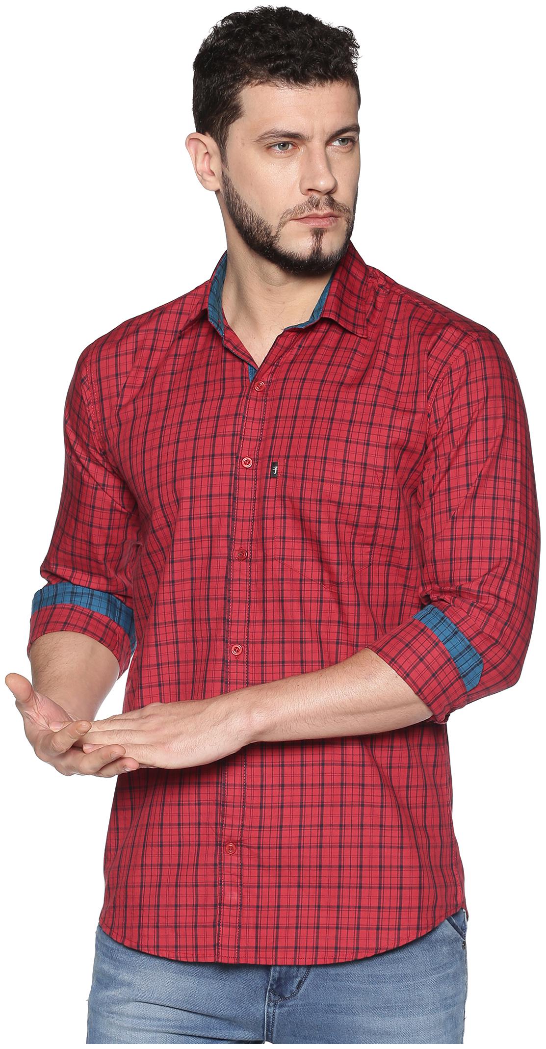 

LEVIZO Men Maroon Checked Regular Fit Casual Shirt