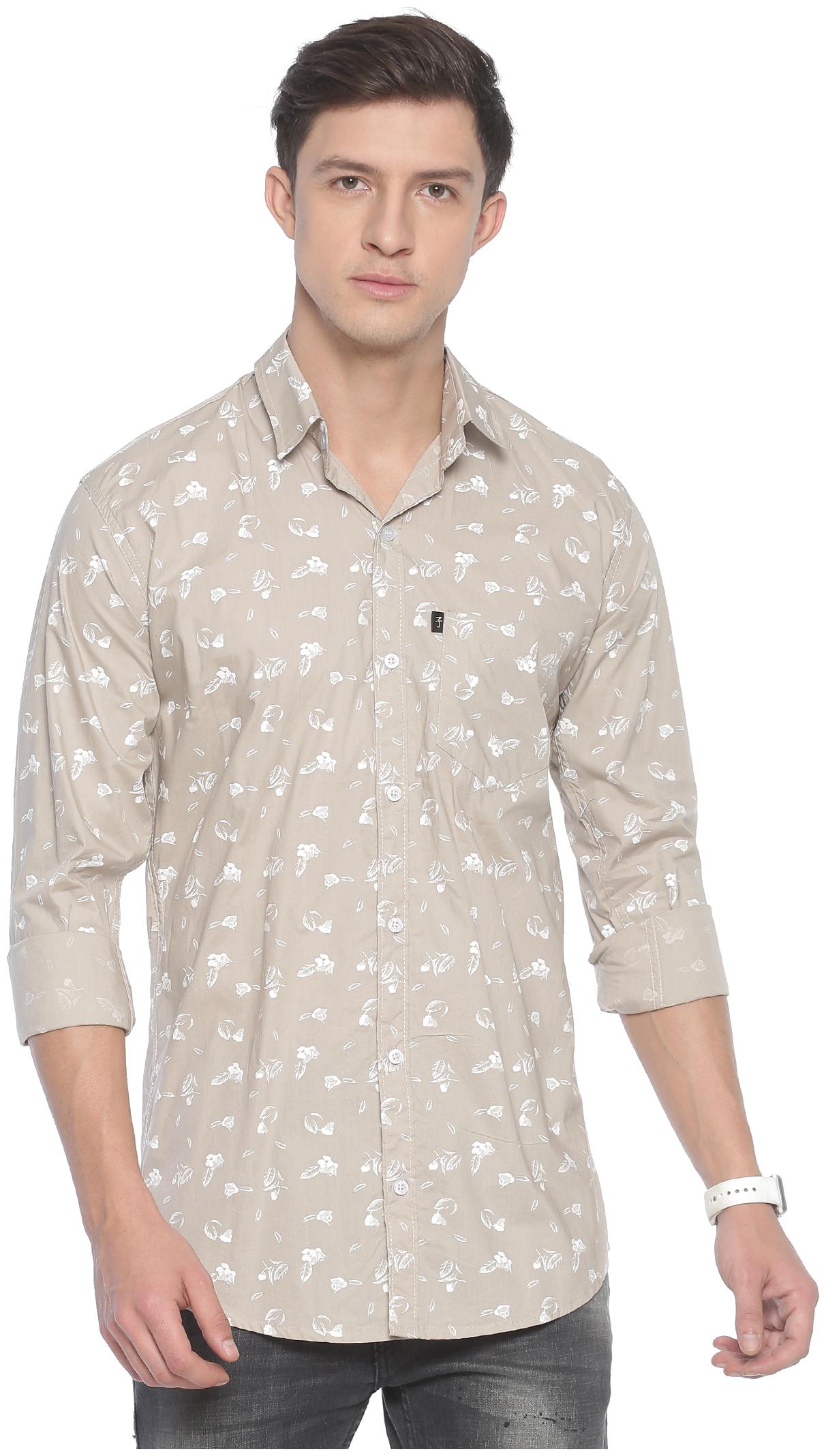

LEVIZO Men Cream Floral Regular Fit Casual Shirt