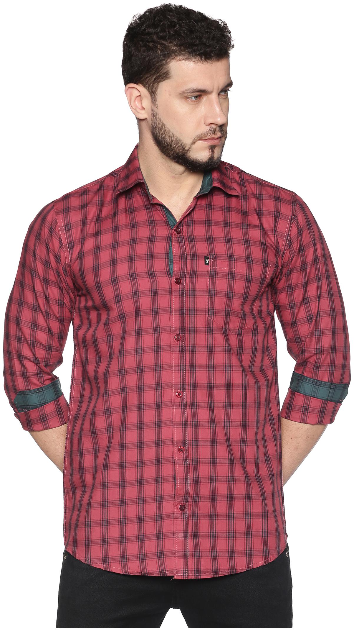 

LEVIZO Men Red Checked Regular Fit Casual Shirt